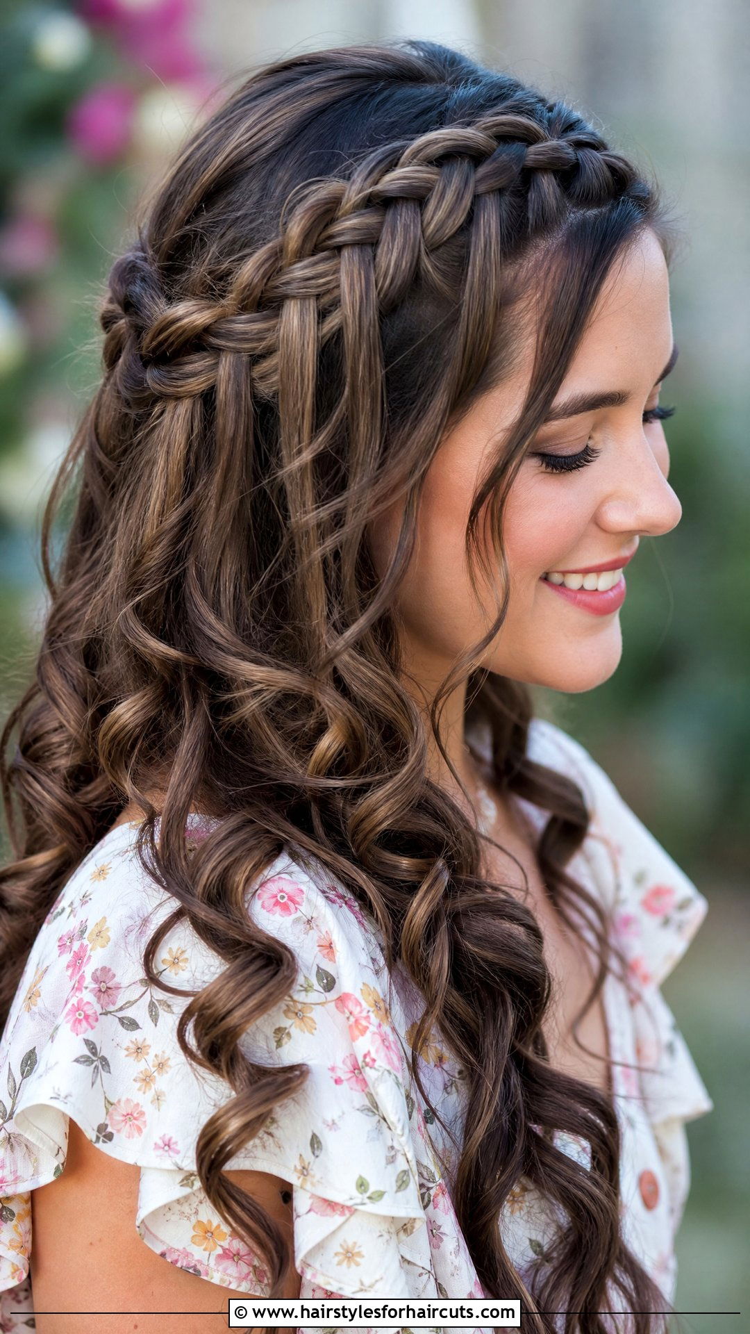 Waterfall Braid With Curls - 25 hairstyles with a braid - 25 hairstyles with a braid