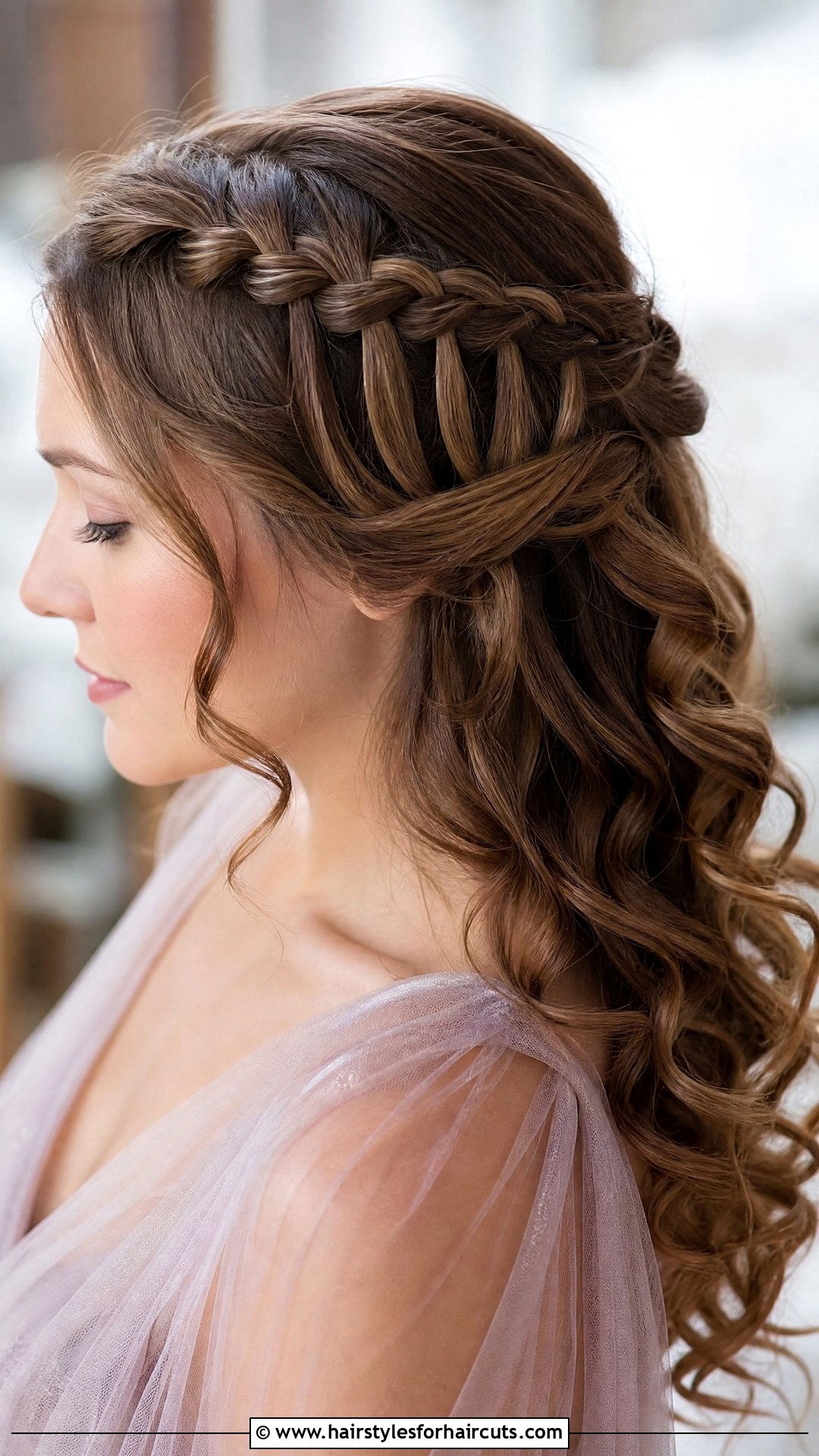 Waterfall Braid With Curls - 25 traditional hairstyles girl for wedding - 25 traditional hairstyles girl for wedding