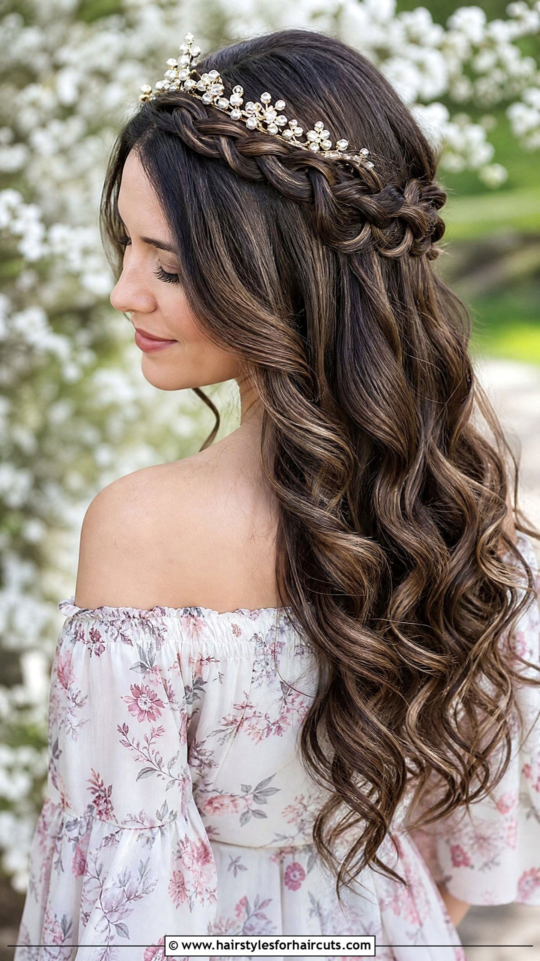 Waterfall Braid With Long Curls And Crown - 25 long hair quinceanera hairstyles with crown - 25 long hair quinceanera hairstyles with crown
