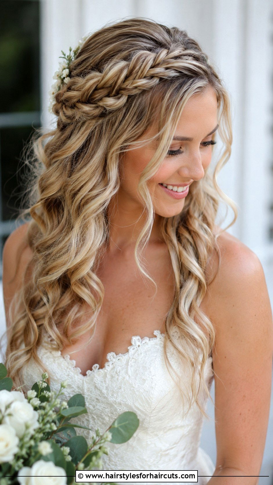 Waterfall Braid With Loose Curls - 25 long hair korean wedding hairstyles - 25 long hair korean wedding hairstyles