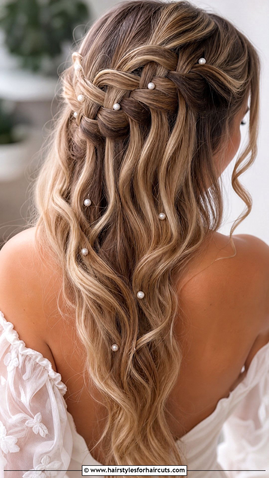 Waterfall Braid With Pearls - 25 pearl hairstyles - 25 pearl hairstyles