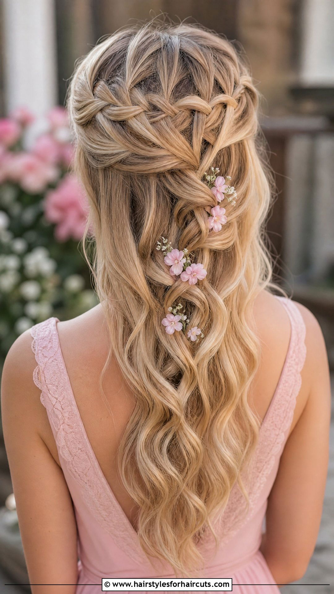 Waterfall Braid With Waves - 25 mehndi hairstyles - 25 mehndi hairstyles