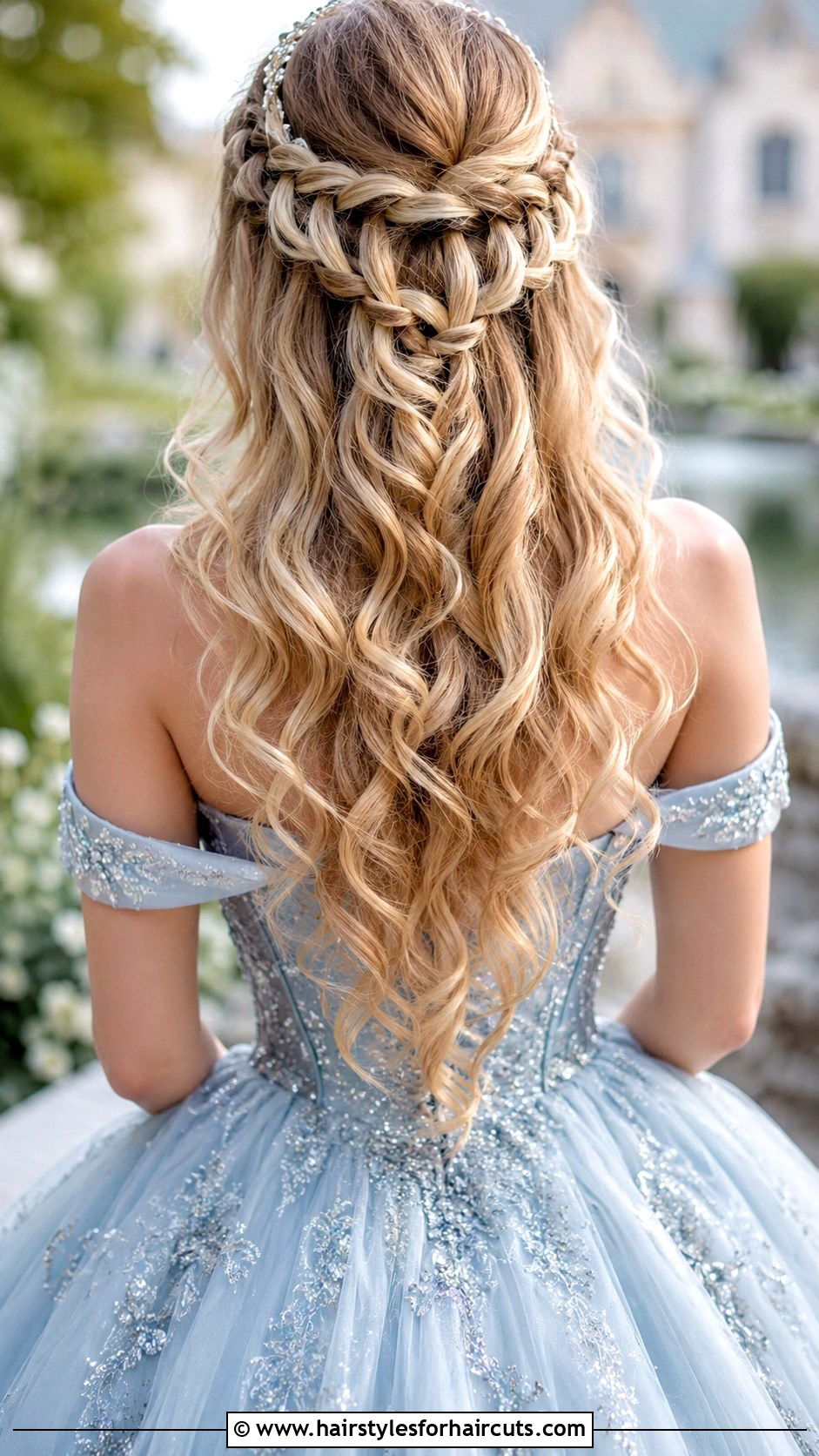 Waterfall Braid with Curls - 25 bridesmaid hairstyles shoulder length hair - 25 bridesmaid hairstyles shoulder length hair