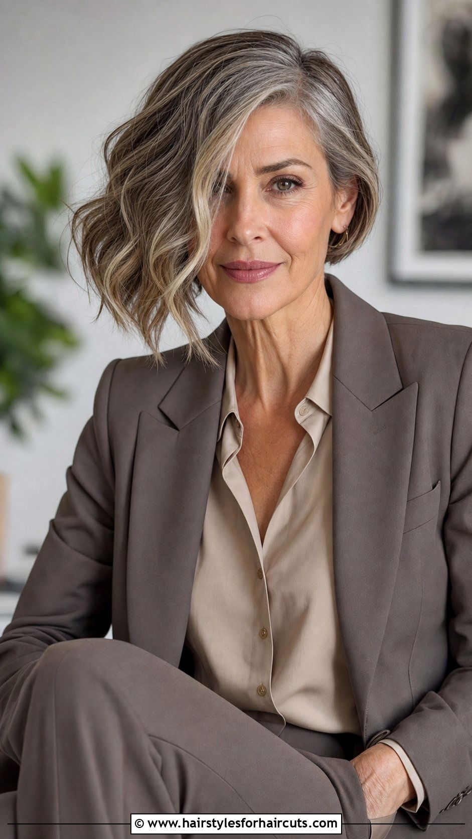 Wavy Angled Bob - 25 short haircuts for wavy hair over 50 - 25 short haircuts for wavy hair over 50