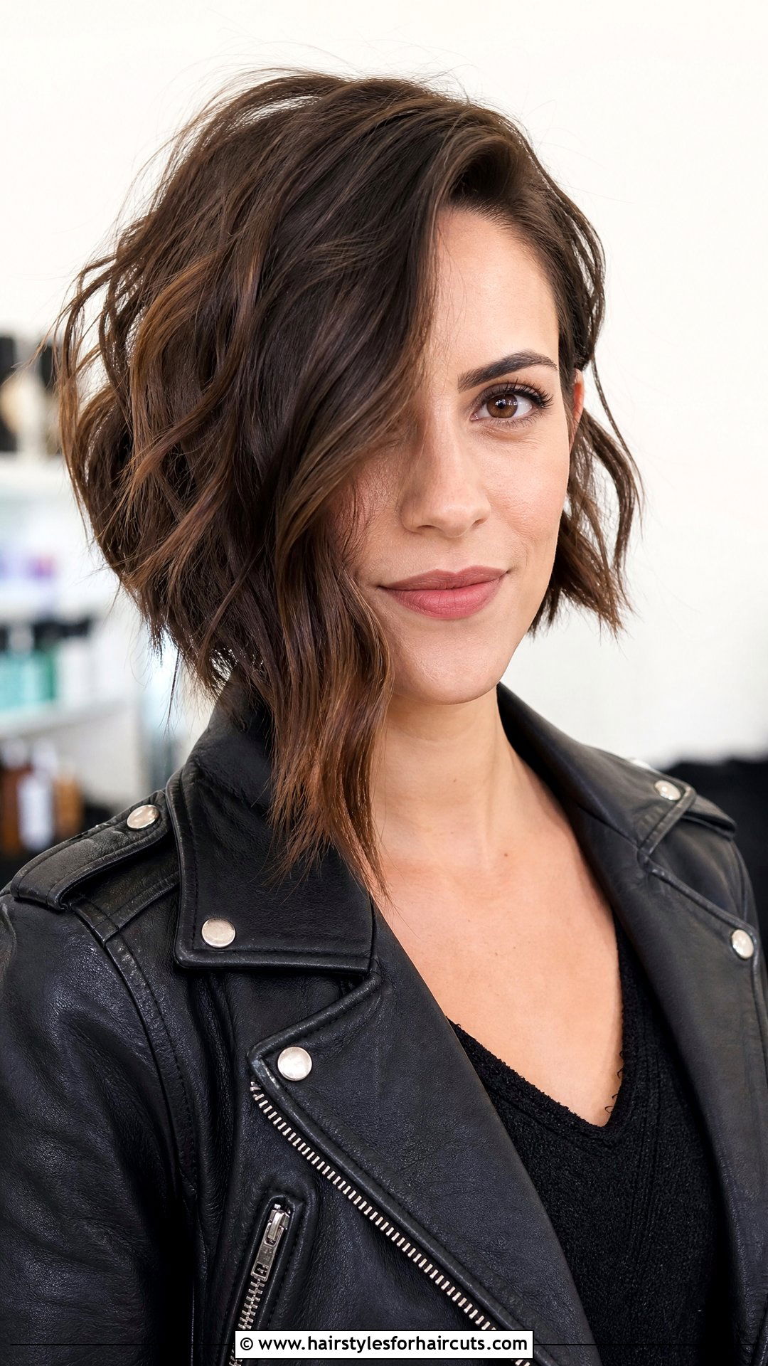 Wavy Asymmetrical Bob Haircut - 25 women haircuts for wavy hair - 25 women haircuts for wavy hair