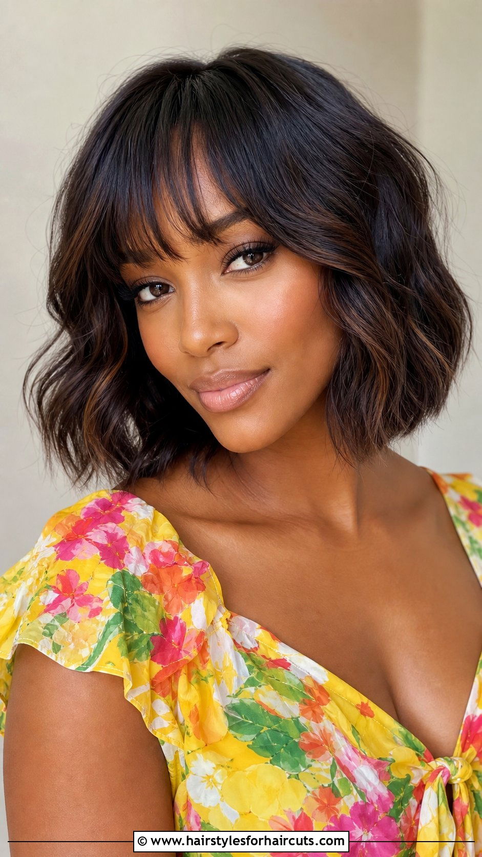 Wavy Bob With Bangs - 25 wave hairstyles for black woman - 25 wave hairstyles for black woman