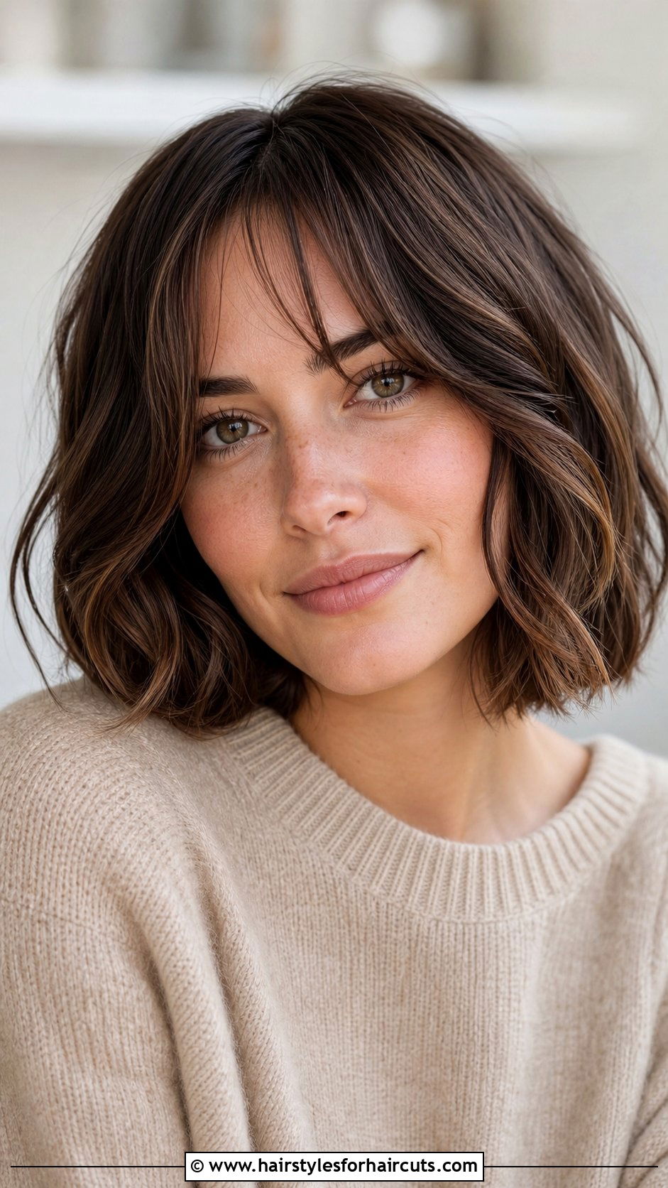Wavy Bob With Curtain Bangs - 25 hairstyles wavy hair women - 25 hairstyles wavy hair women