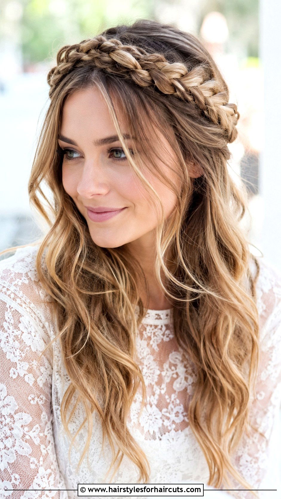 Wavy Braided Crown Hairstyle - 25 hairstyles for women with wavy hair - 25 hairstyles for women with wavy hair