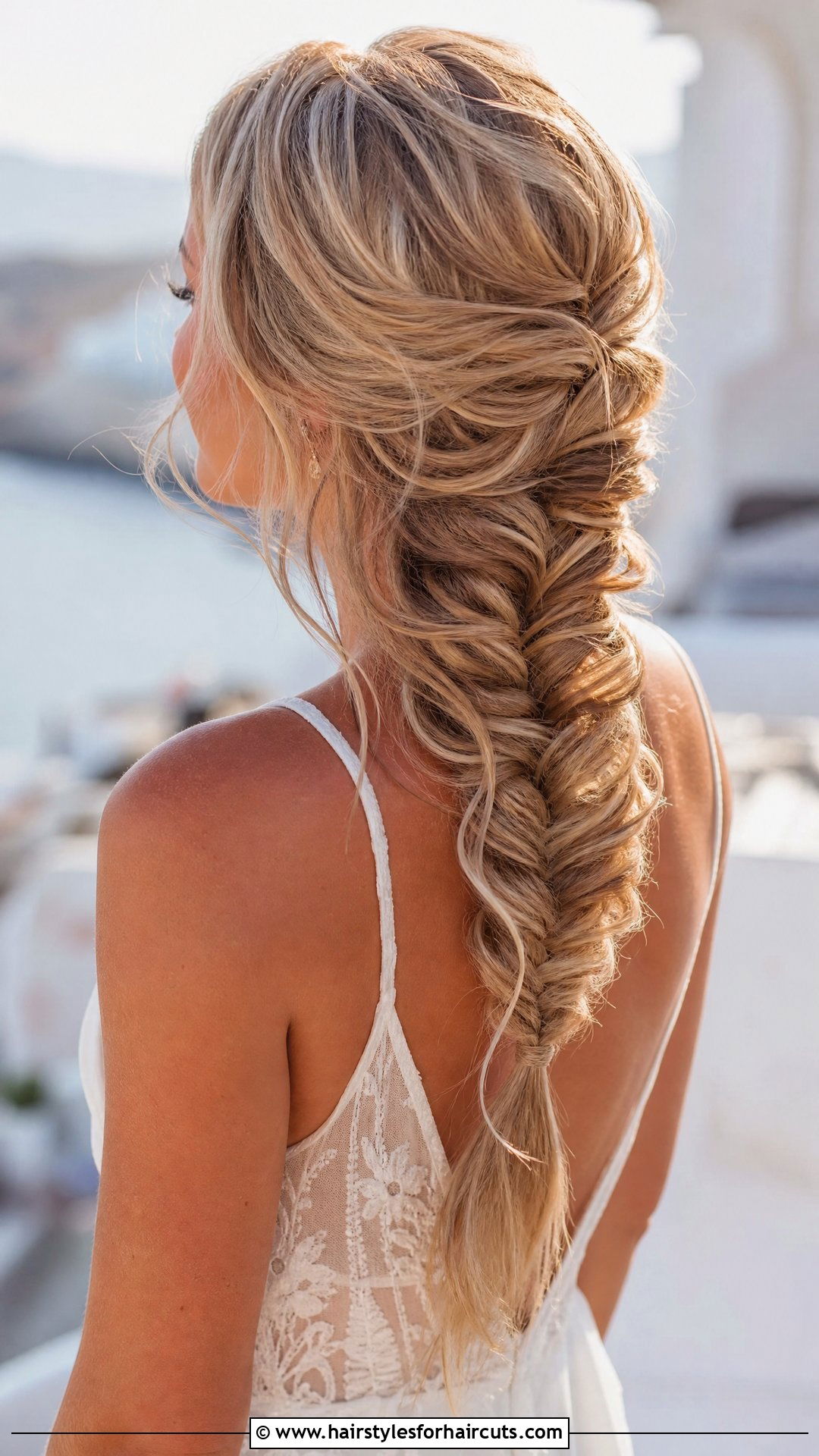 Wavy Fishtail Braid - 25 wedding hairstyles for wavy hair - 25 wedding hairstyles for wavy hair