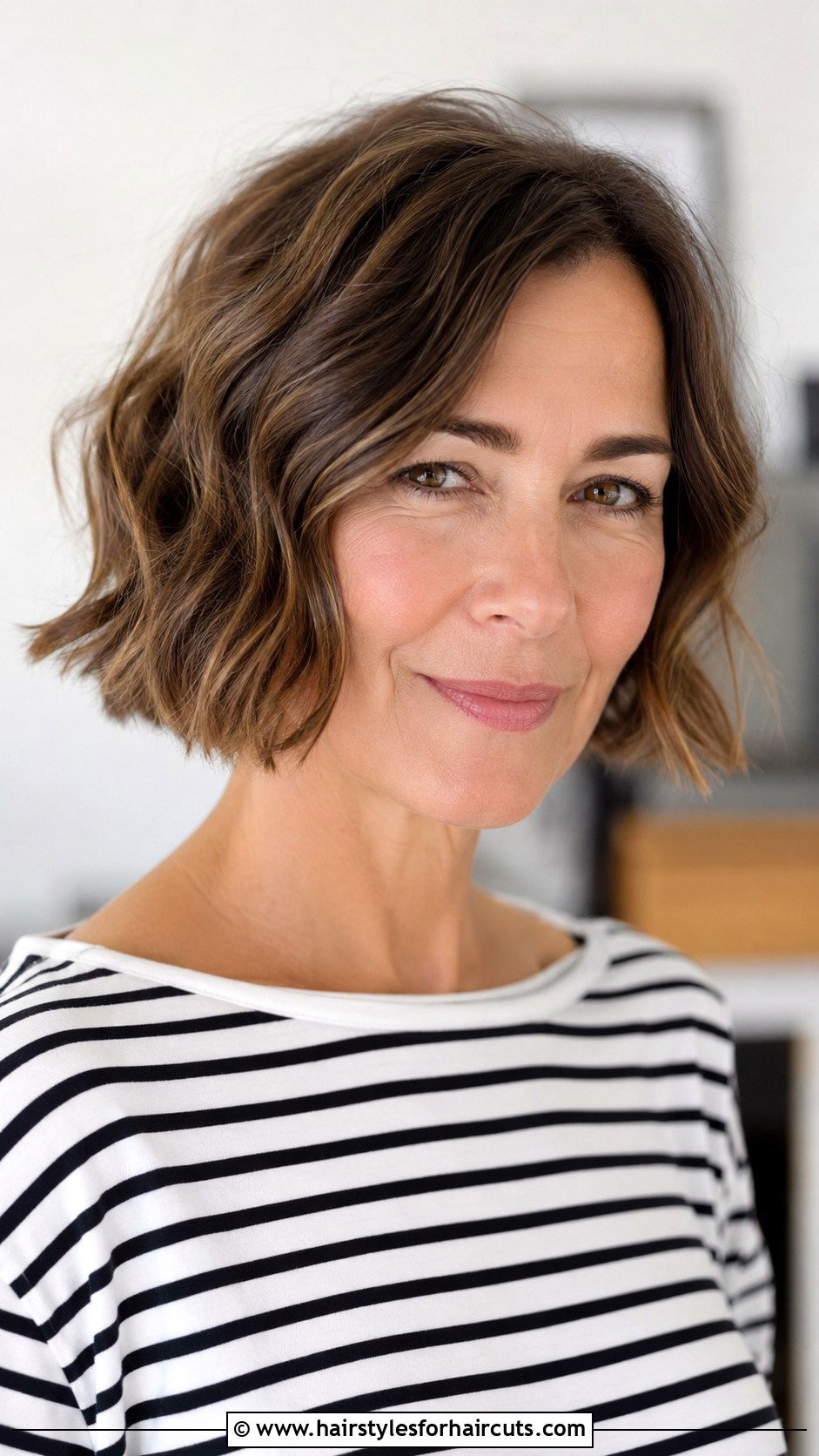 Wavy French Bob - 25 hairstyles for wavy hair women over 50 - 25 hairstyles for wavy hair women over 50