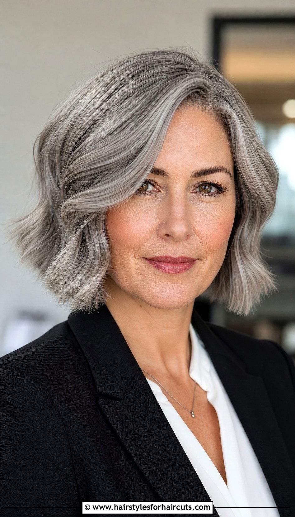 Wavy Gray A Line Bob - 25 wavy gray hairstyles - 25 wavy gray hairstyles