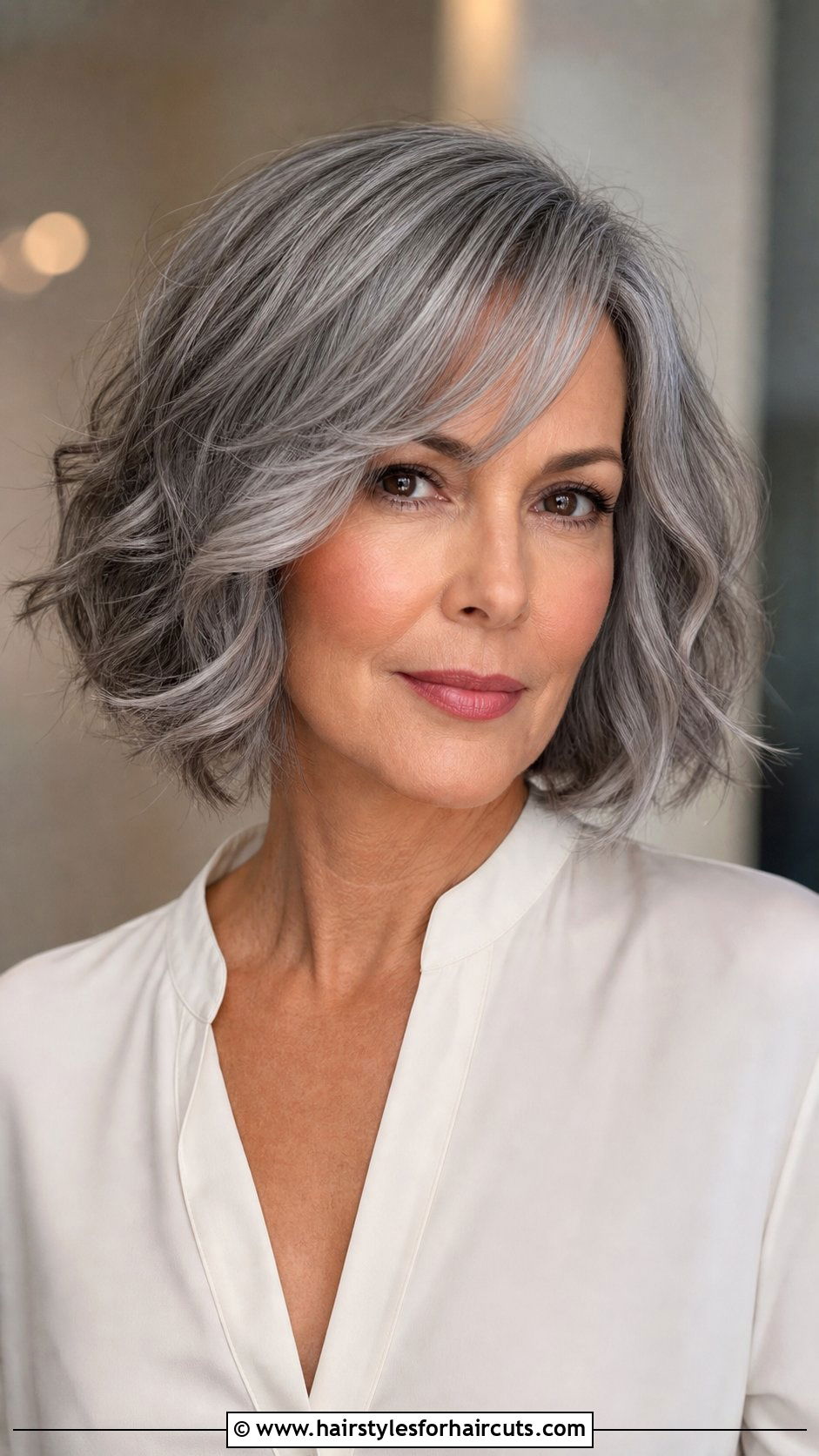 Wavy Gray Bob With Side Bangs - 25 wavy gray hairstyles - 25 wavy gray hairstyles