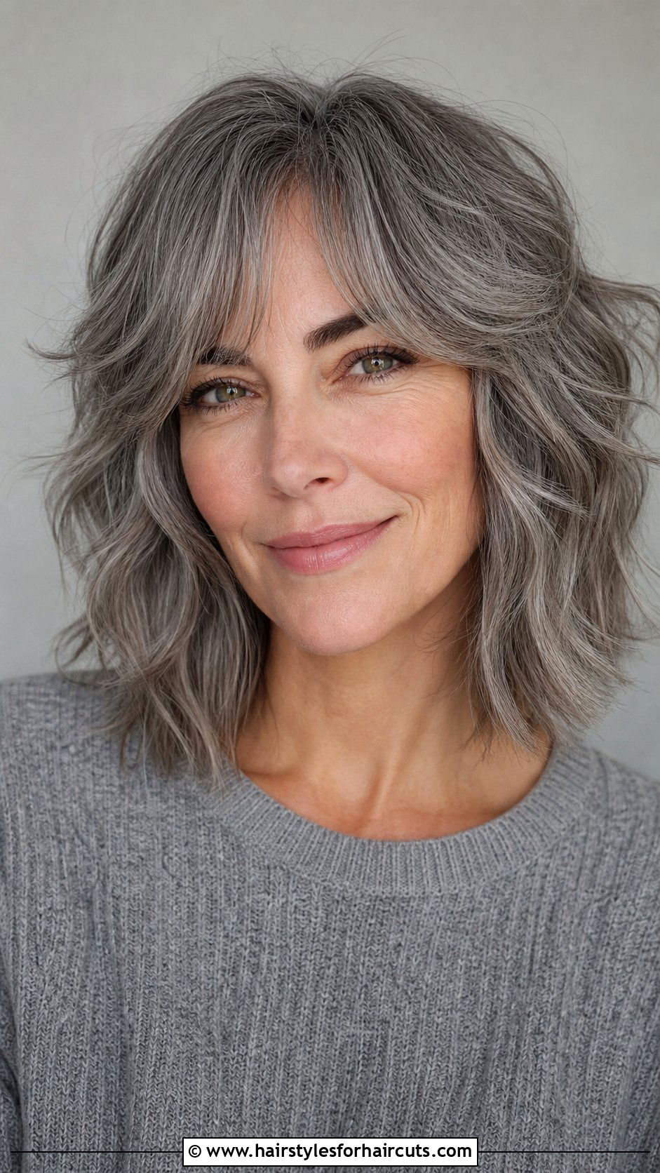 Wavy Gray Curtain Bangs Haircut - 25 wavy gray hairstyles - 25 wavy gray hairstyles
