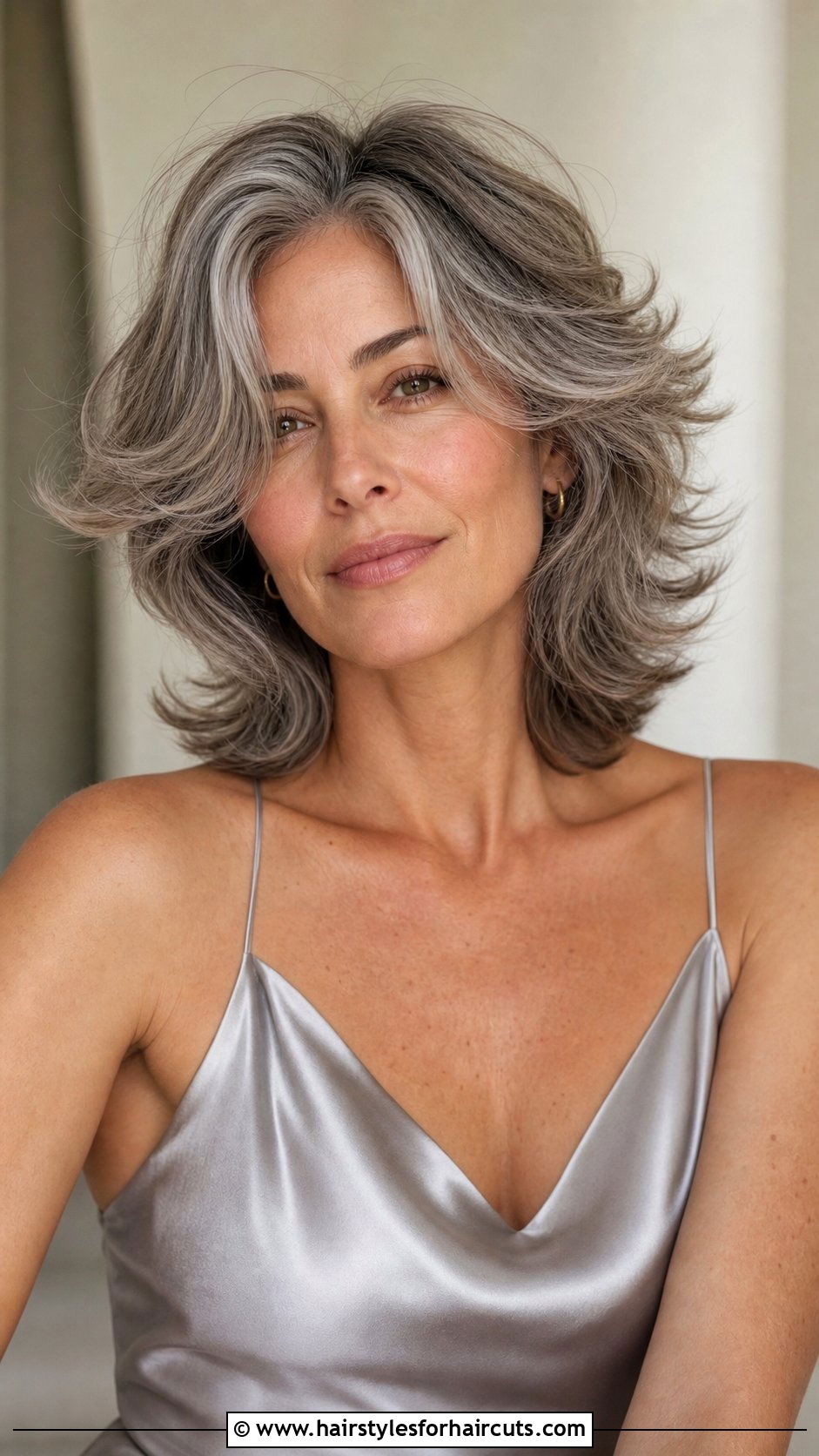 Wavy Gray Feathered Haircut - 25 wavy gray hairstyles - 25 wavy gray hairstyles