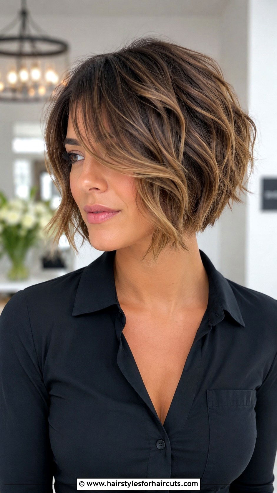 Wavy Inverted Bob With Long Bangs - 25 haircuts for wavy hair with bangs - 25 haircuts for wavy hair with bangs