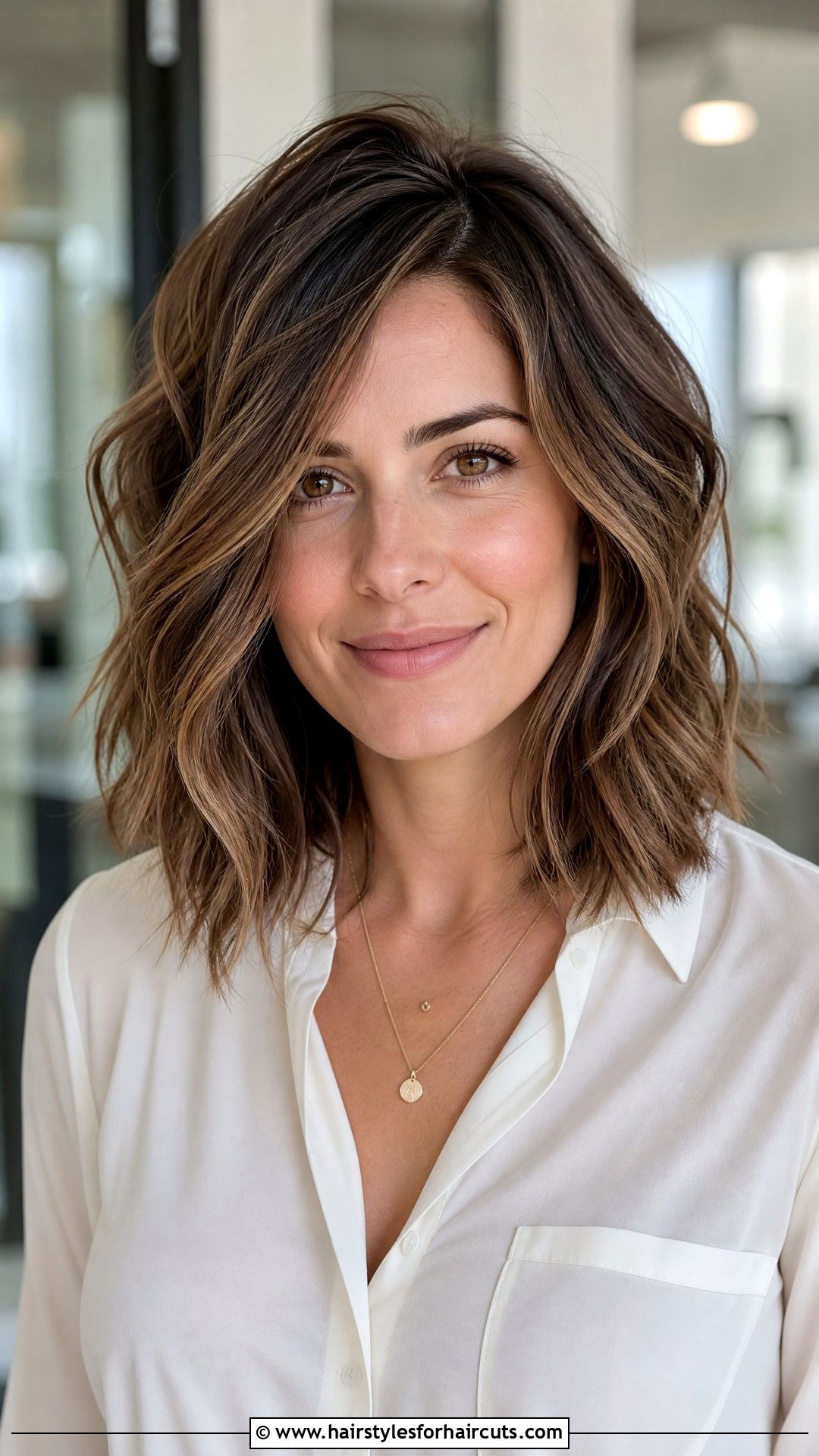 Wavy Layered Long Bob - 25 best haircuts for round face wavy hair - 25 best haircuts for round face wavy hair
