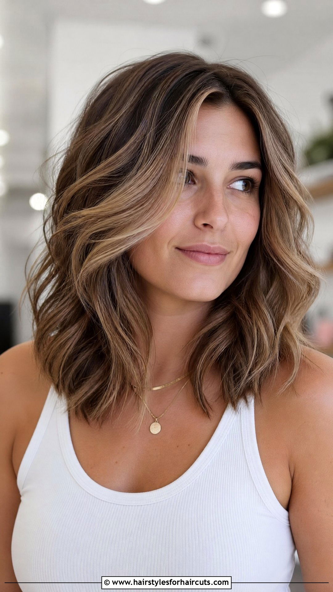 Wavy Layered Medium Cut - 25 best haircuts for round face wavy hair - 25 best haircuts for round face wavy hair