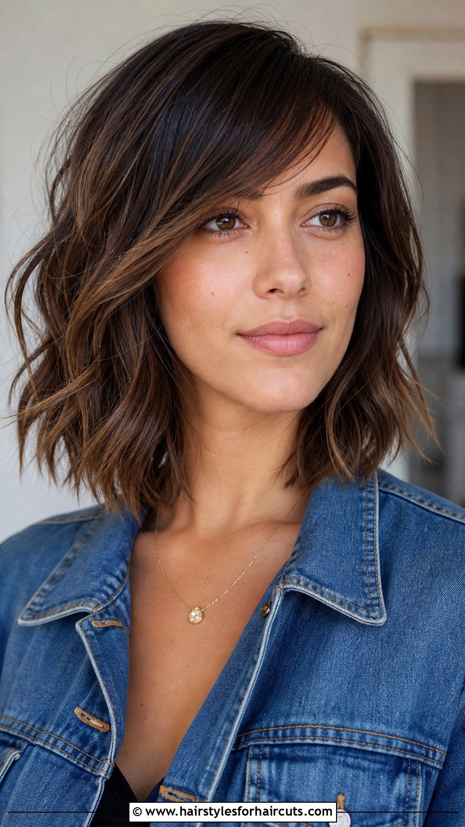 Wavy Lob With Side Bangs - 25 womens haircuts with bangs - 25 womens haircuts with bangs