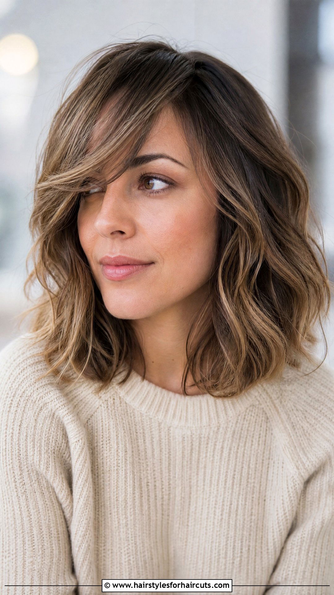 Wavy Long Bob With Side Bangs - 25 women haircuts for wavy hair - 25 women haircuts for wavy hair