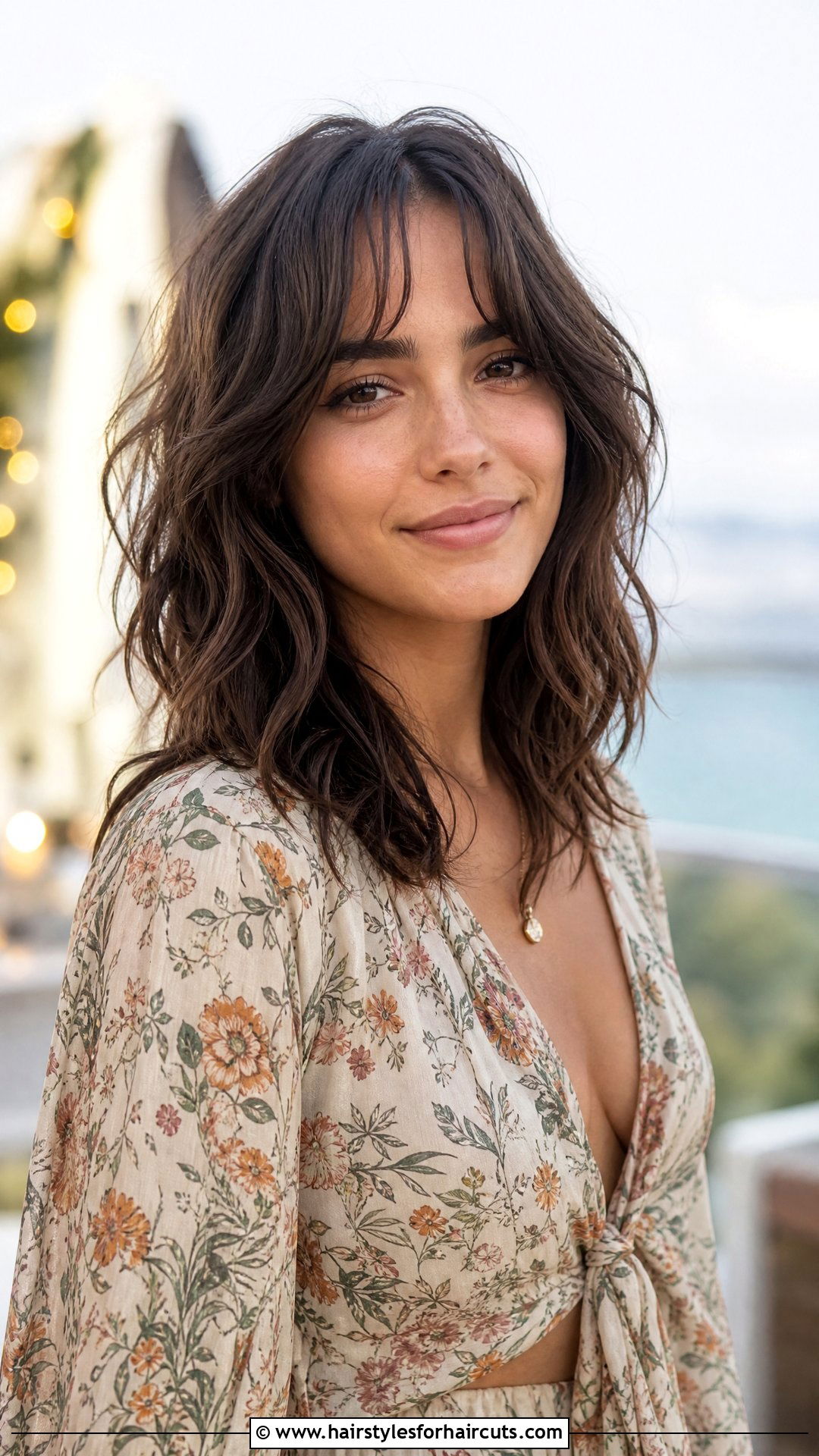 Wavy Medium Cut With Split Bangs - 25 fine hair medium length hairstyles with bangs - 25 fine hair medium length hairstyles with bangs