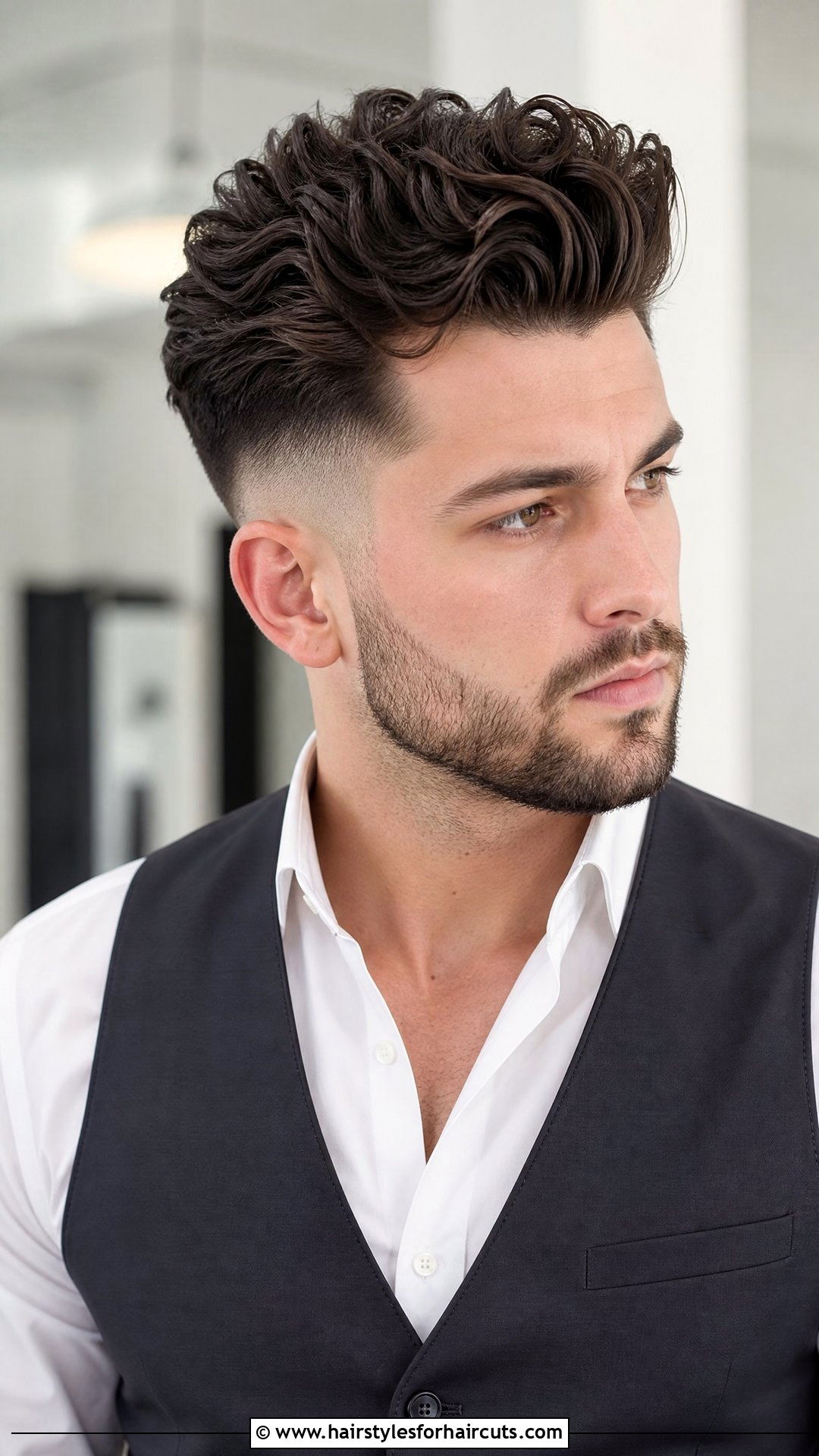 Wavy Pompadour Fade - 25 wavy hair fade haircuts - 25 wavy hair fade haircuts