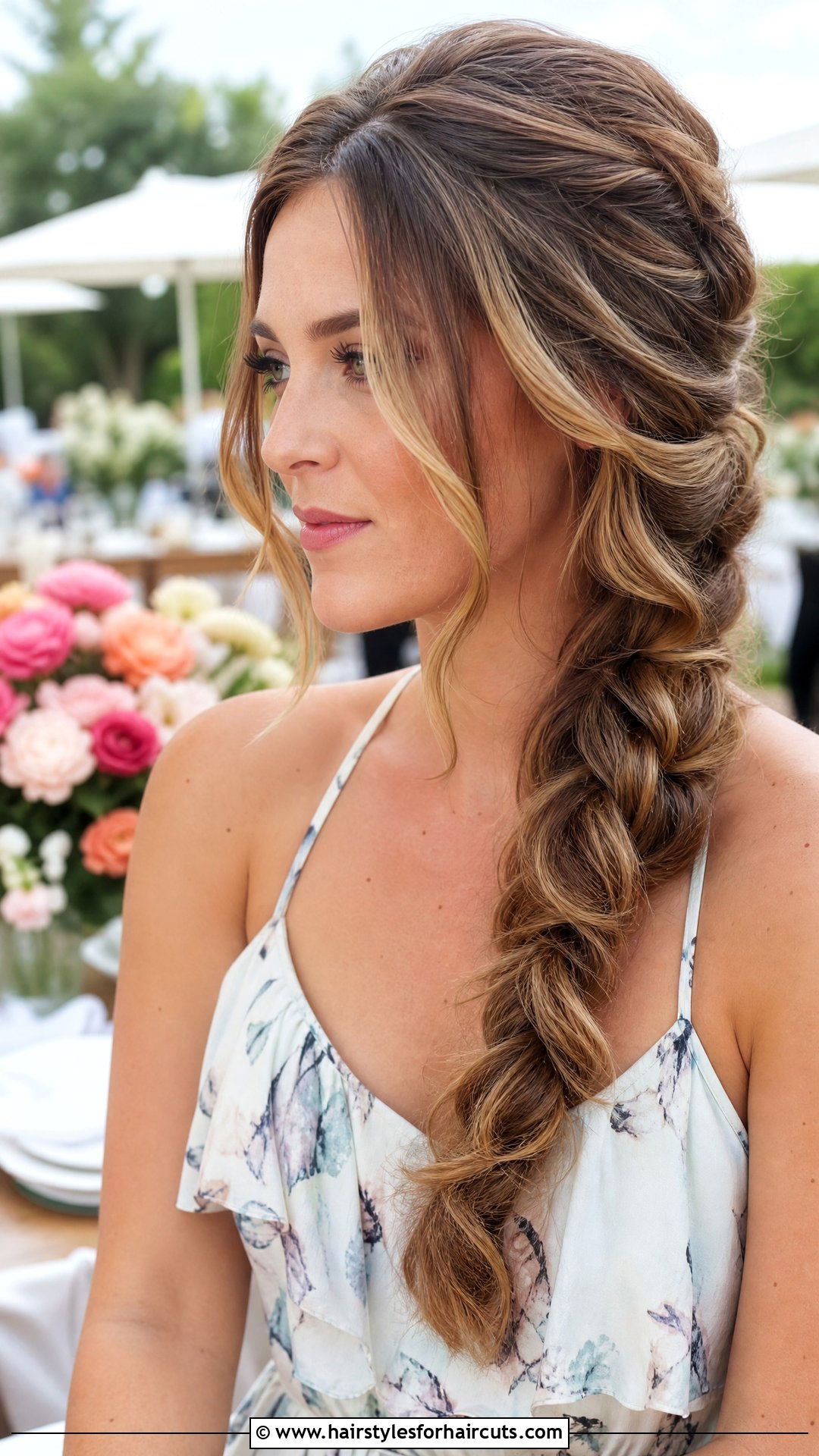 Wavy Side Braid - 25 wedding hairstyles for wavy hair - 25 wedding hairstyles for wavy hair