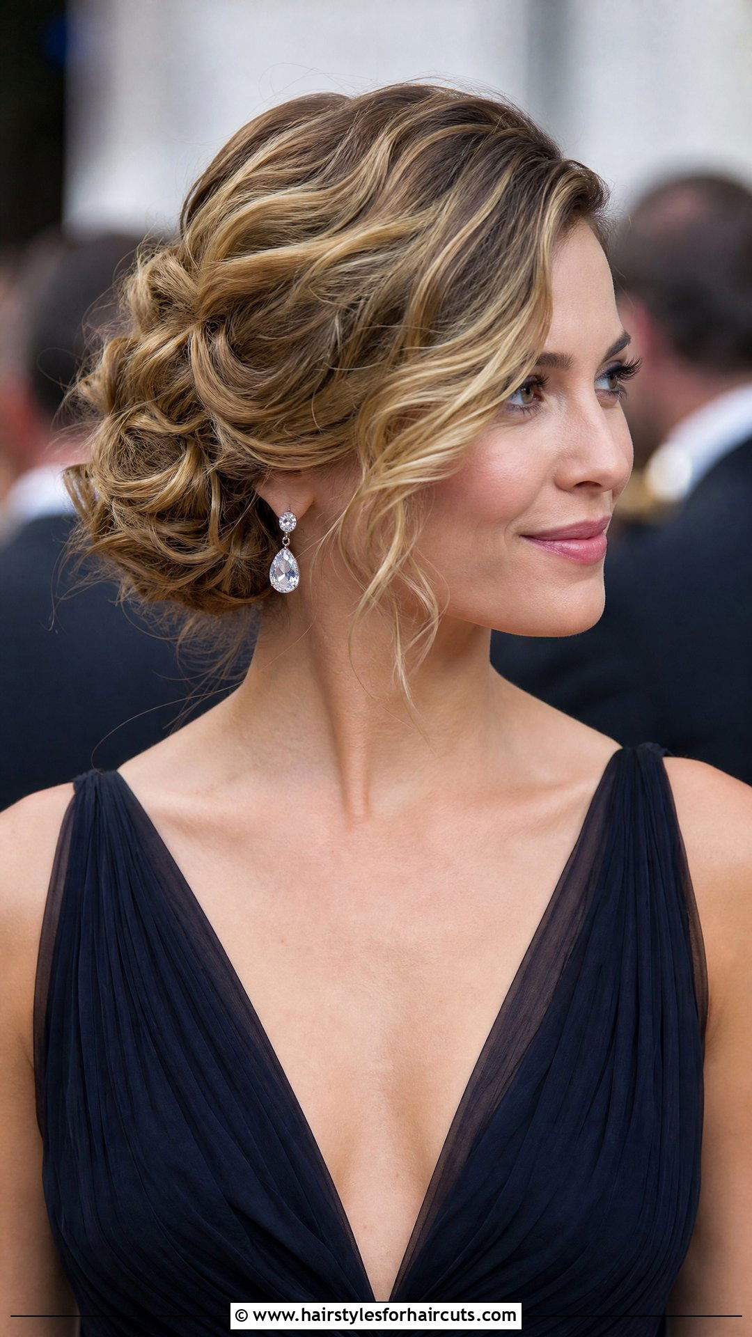 Wavy Side Swept Updo - 25 formal hairstyles for wavy hair - 25 formal hairstyles for wavy hair