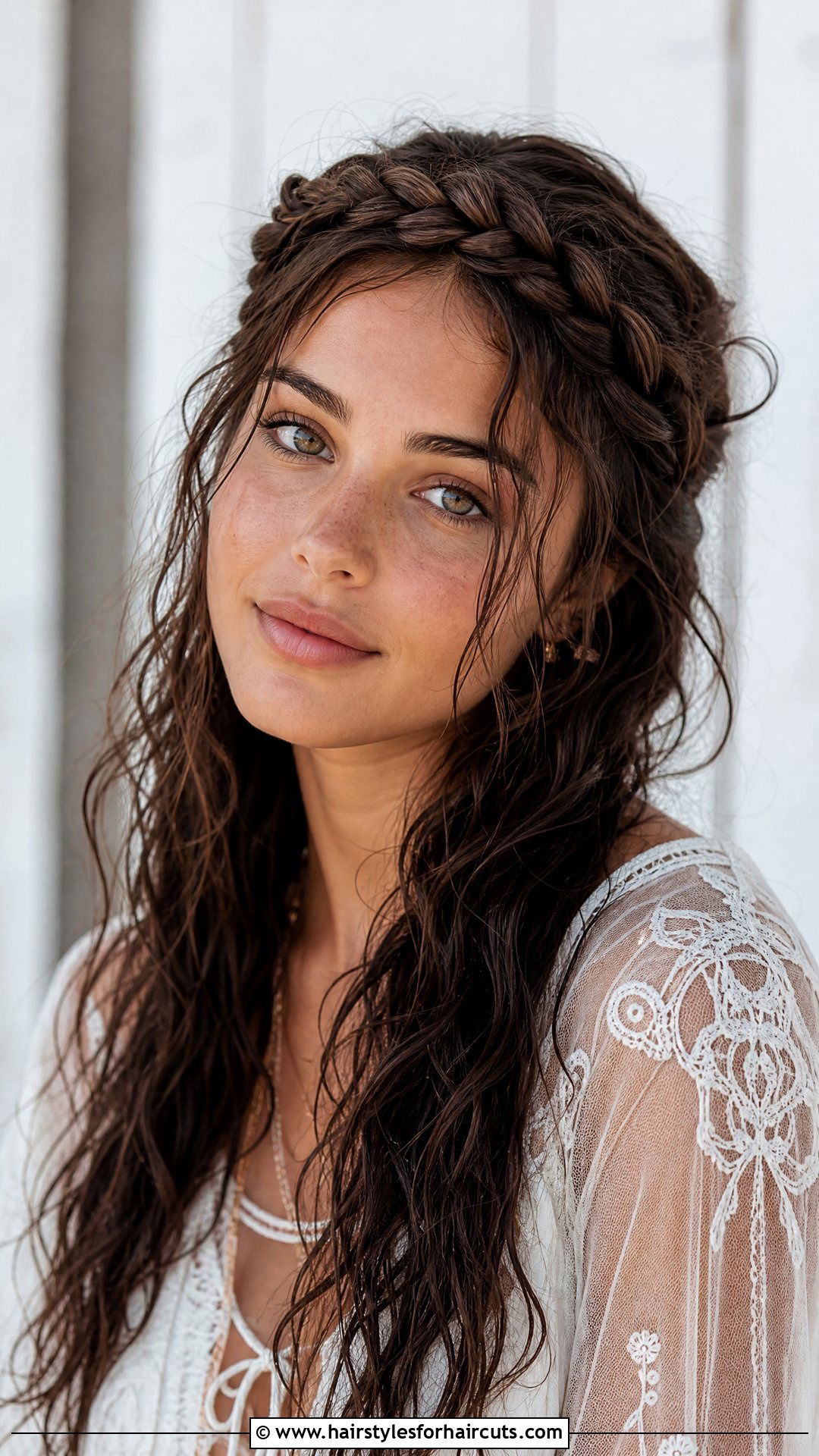 Wet And Wavy Braided Crown - 25 wet and wavy hairstyles - 25 wet and wavy hairstyles