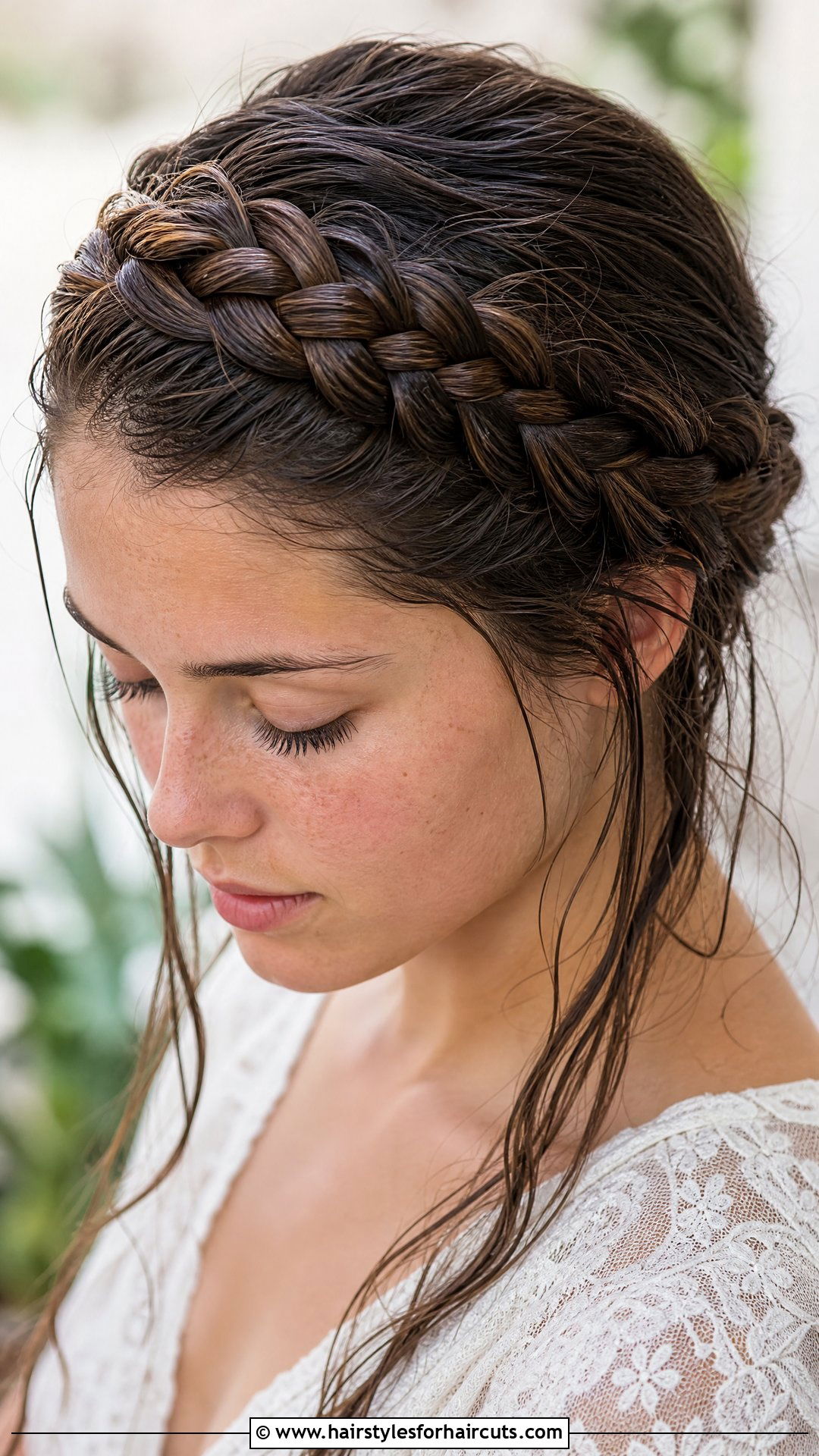 Wet Braided Crown - 25 wet hairstyles - 25 wet hairstyles