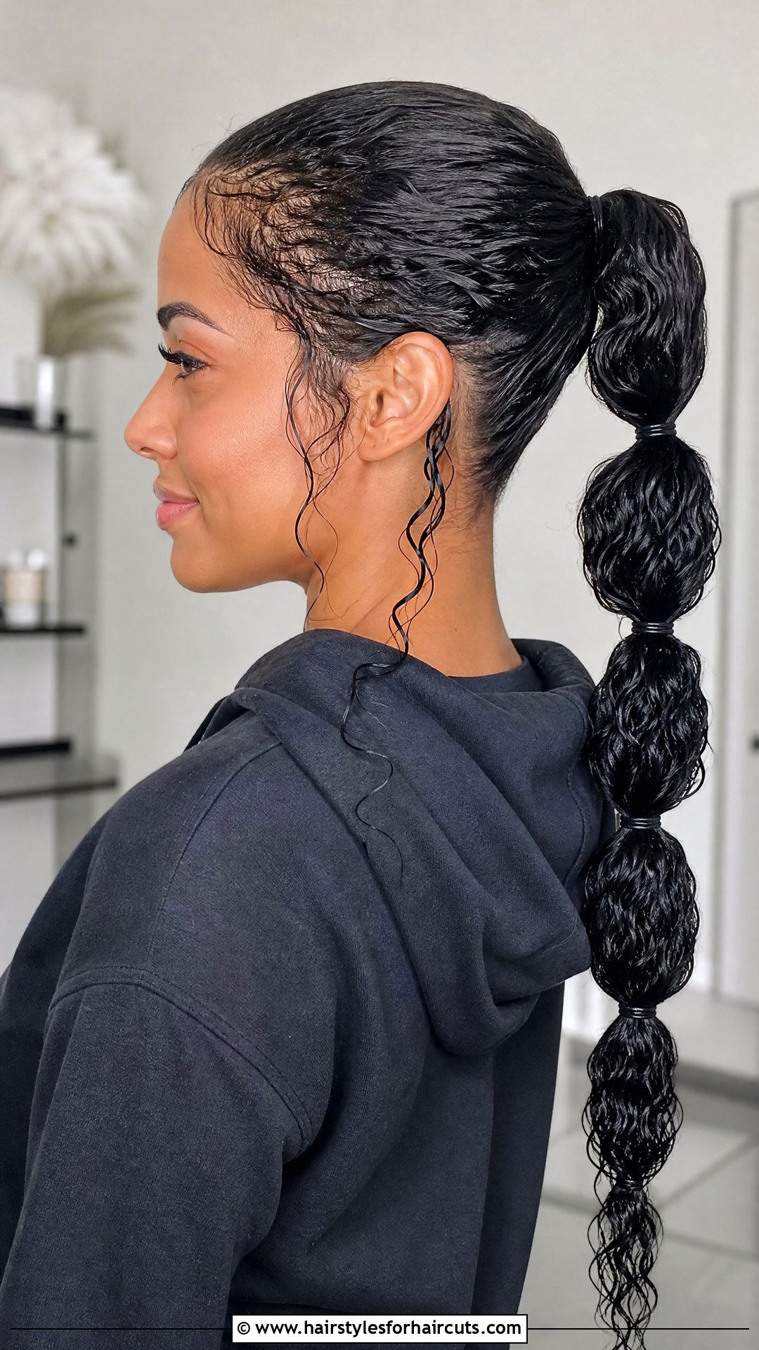 Wet Curly Bubble Braid - 25 hairstyles for wet curly hair - 25 hairstyles for wet curly hair