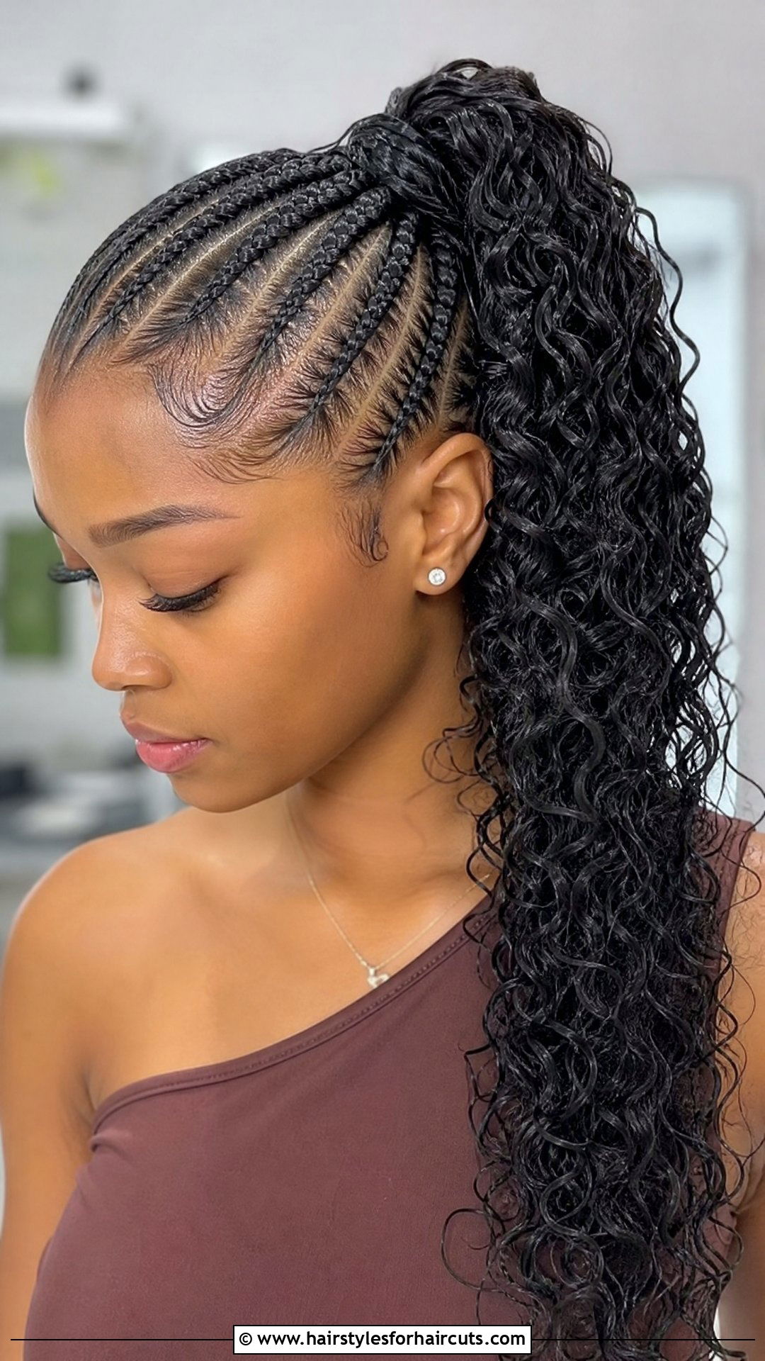 Wet Curly Cornrow Ponytail - 25 hairstyles for wet curly hair - 25 hairstyles for wet curly hair