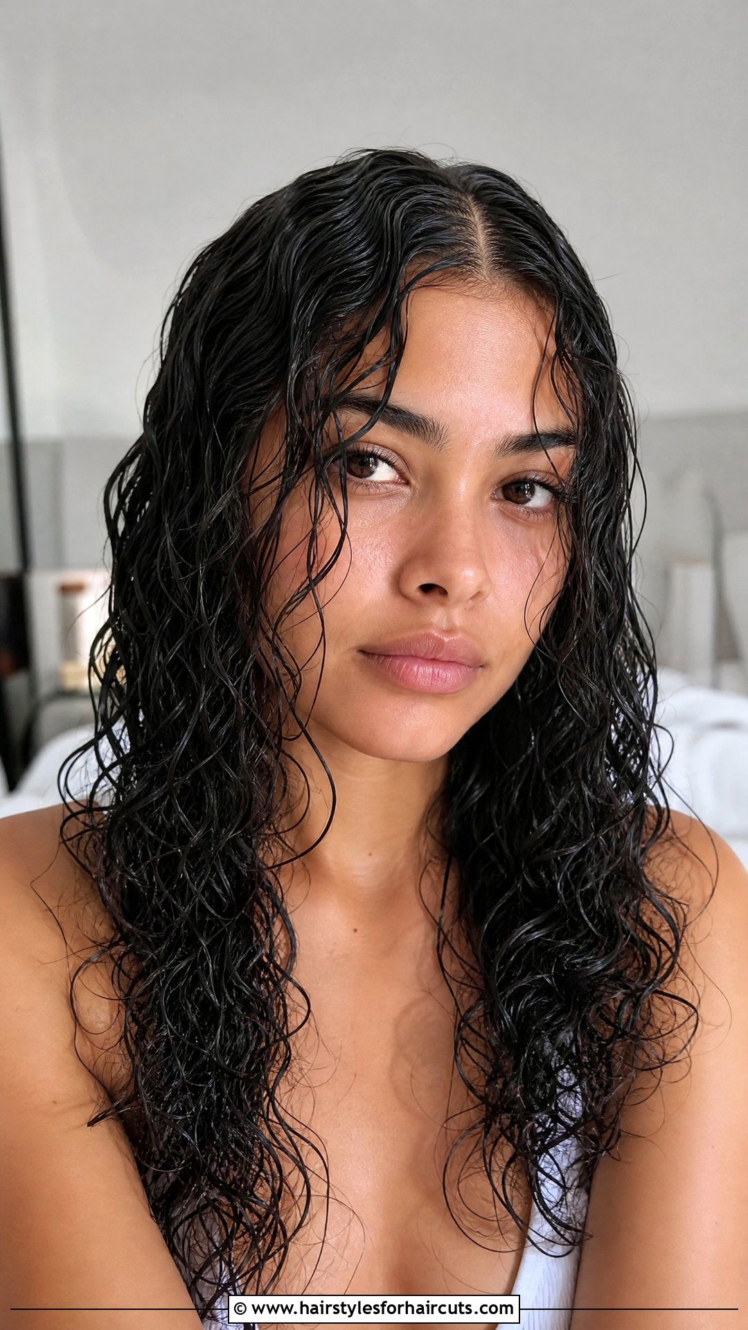 Wet Curly Middle Part Loose Curls - 25 hairstyles for wet curly hair - 25 hairstyles for wet curly hair