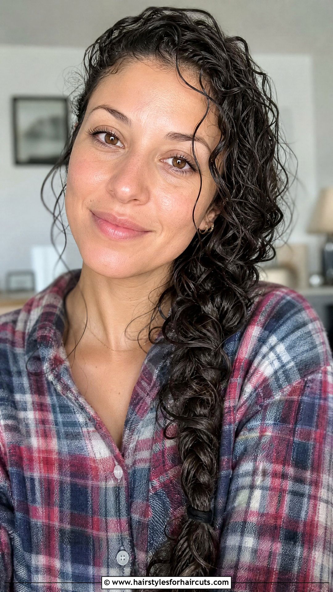 Wet Curly Side Braid - 25 hairstyles for wet curly hair - 25 hairstyles for wet curly hair