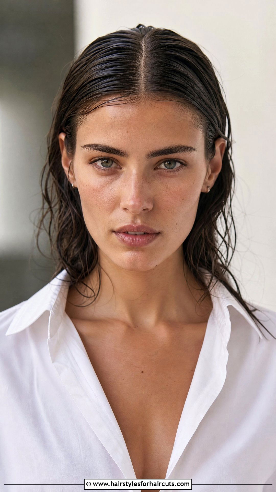 Wet Hair With Middle Part - 25 wet hairstyles - 25 wet hairstyles