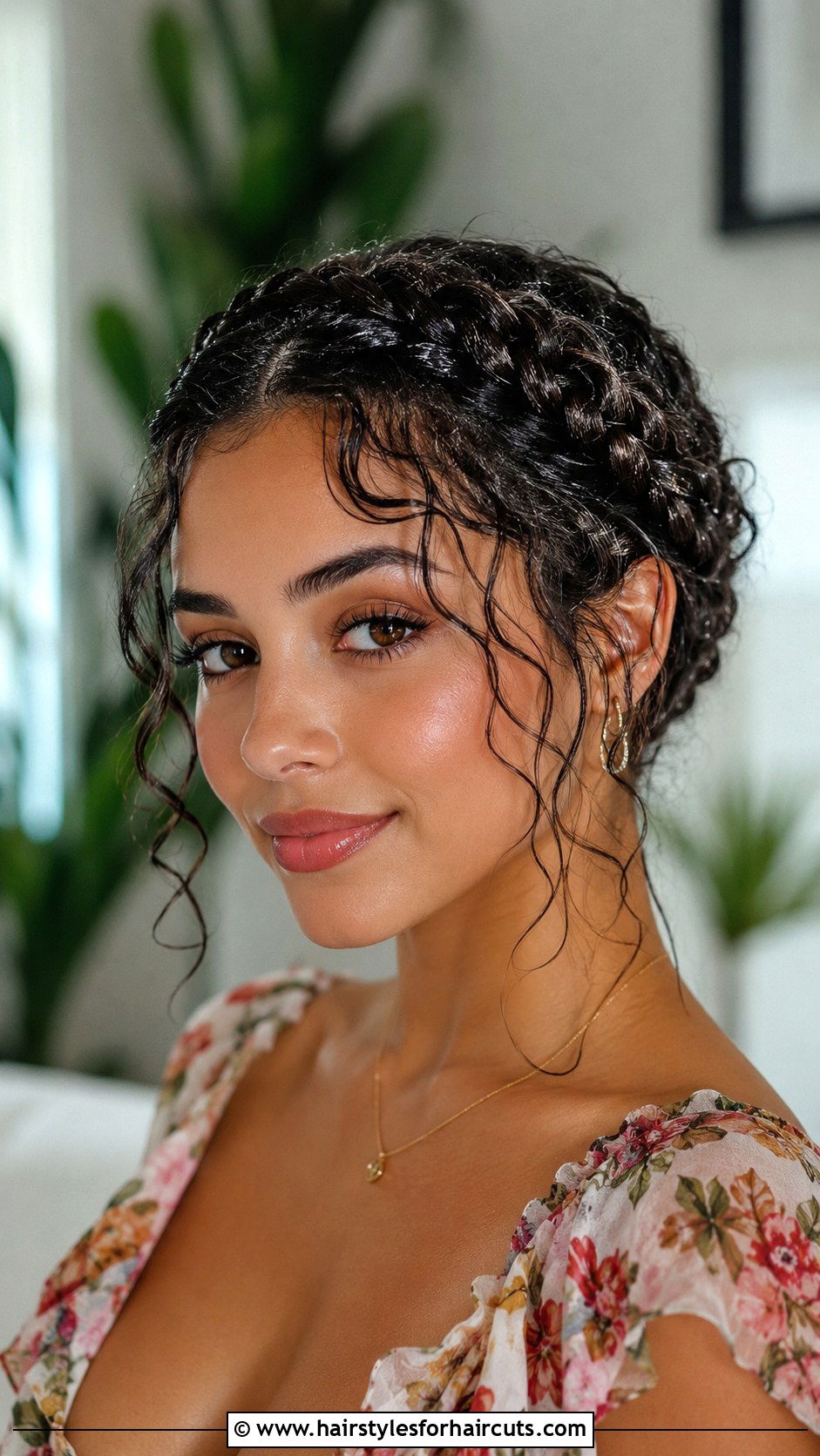 Wet Look Curly Halo Braid - 25 cute hairstyles for wet curly hair - 25 cute hairstyles for wet curly hair