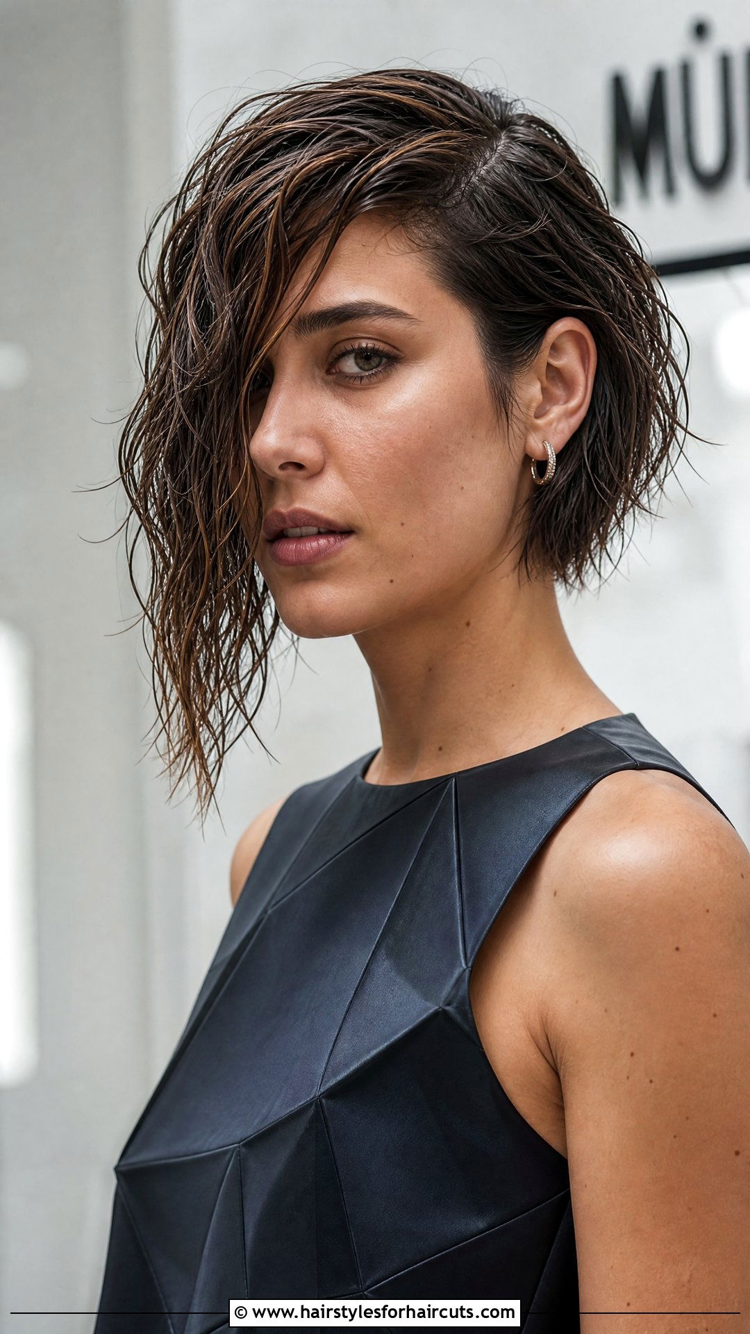 Wet Wavy Asymmetrical Bob - 25 wet and wavy short hairstyles - 25 wet and wavy short hairstyles
