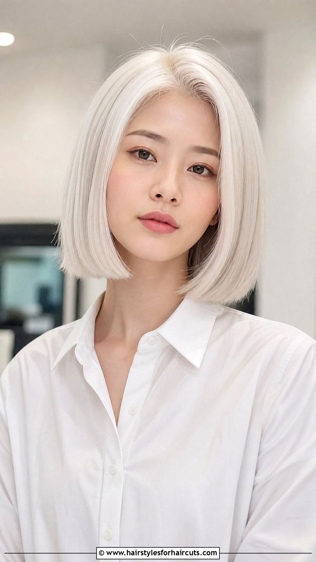 White Blunt Lob Haircut - 25 white hairstyles - 25 white hairstyles