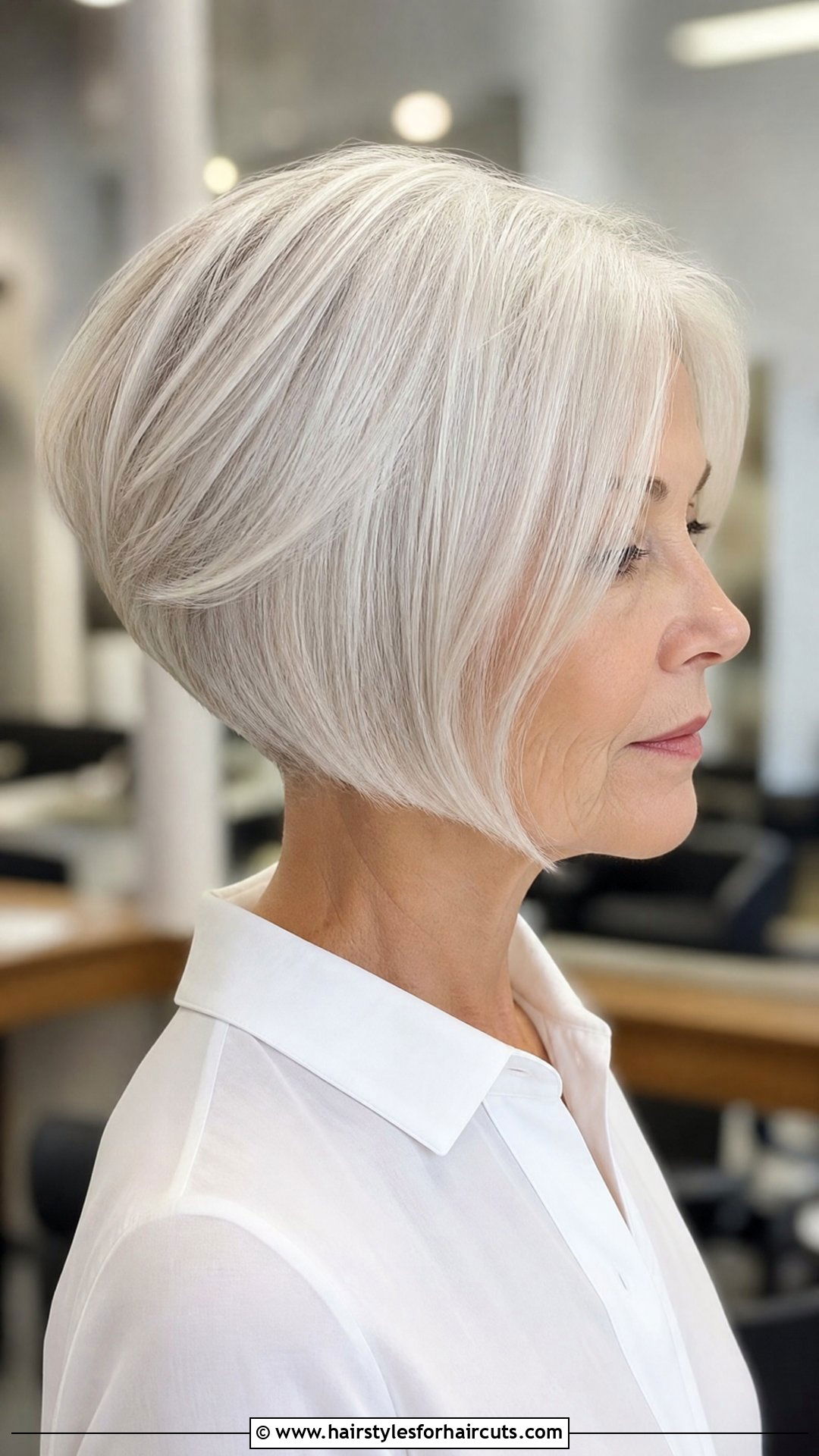 White Hair Inverted Bob - 25 hairstyles for white hair - 25 hairstyles for white hair