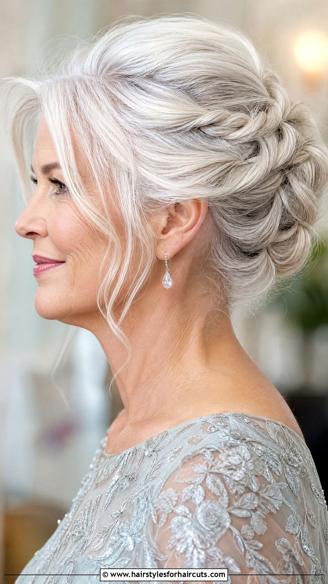 White Hair Updo Bun - 25 hairstyles for white hair - 25 hairstyles for white hair