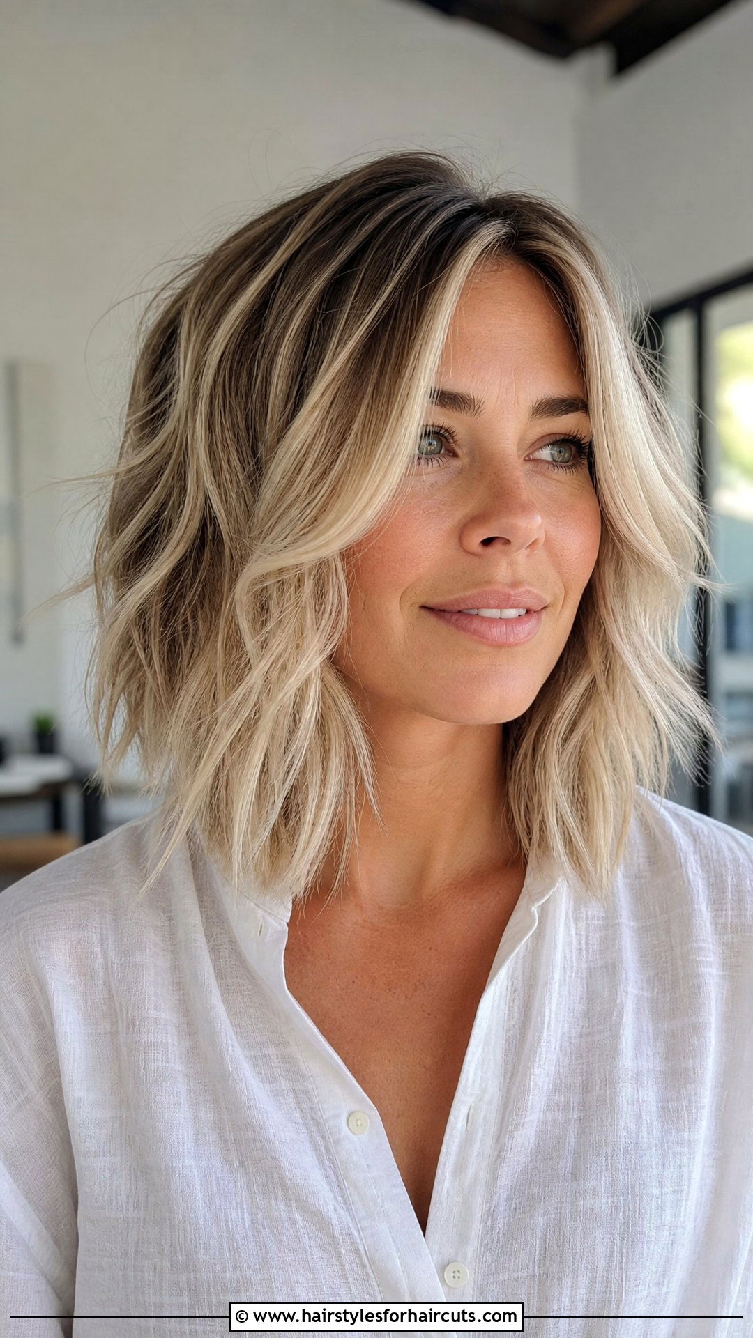 White Lob With Face Framing Layers - 25 white hairstyles - 25 white hairstyles