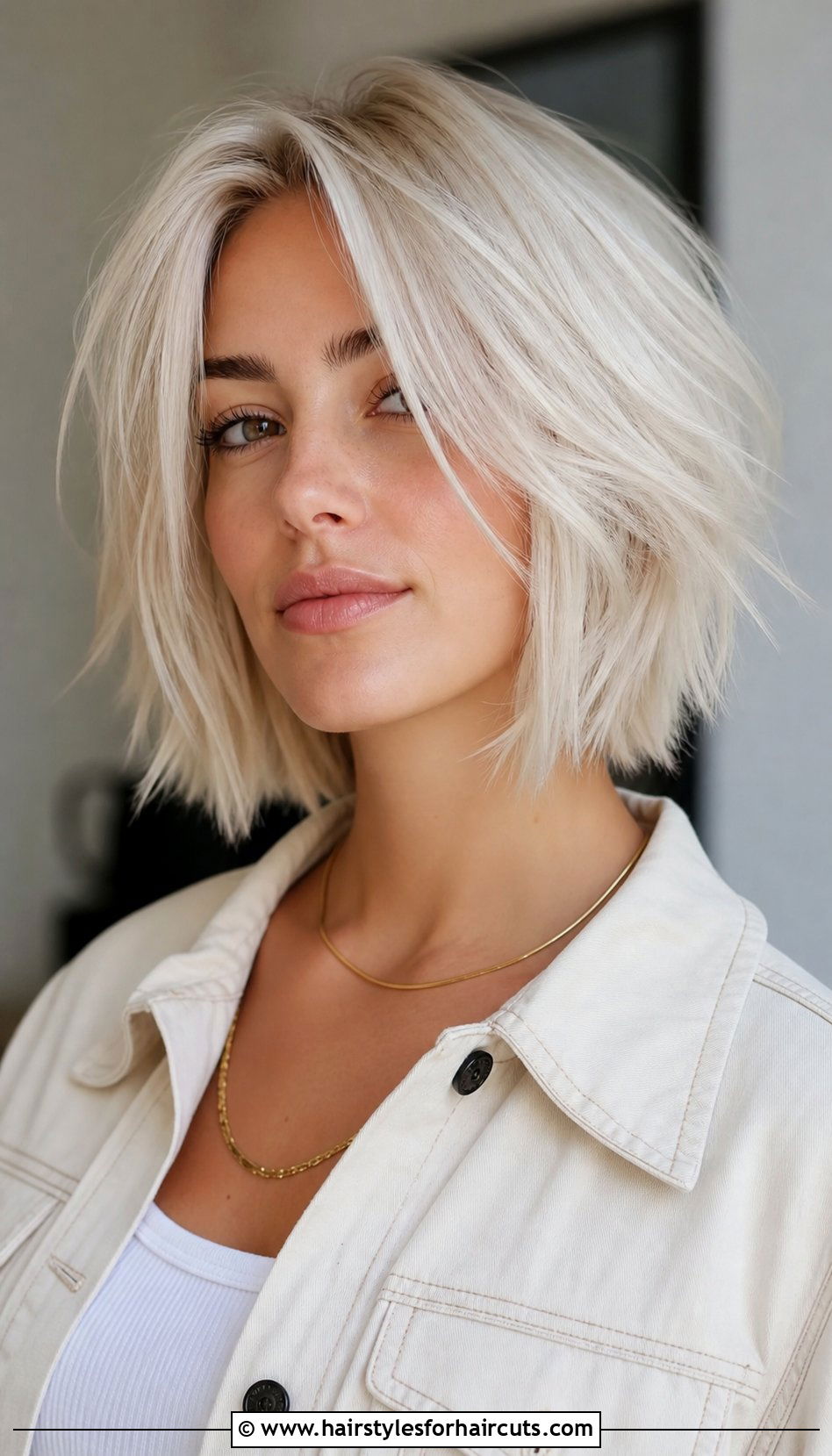 White Razor Cut Lob - 25 white haircuts - 25 white haircuts