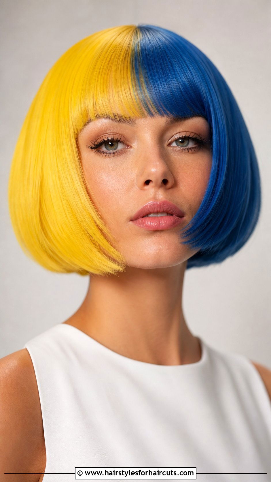 Whoville Bright Color Block Bob - 25 whoville hairstyles for short hair - 25 whoville hairstyles for short hair