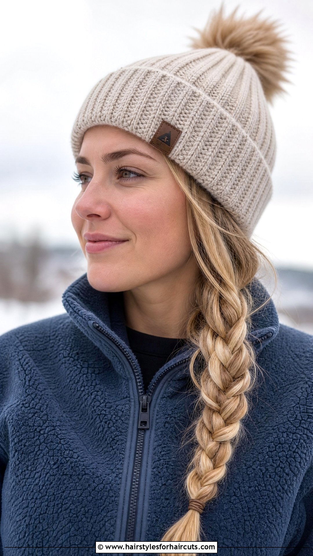Winter Hat With Side Braid - 25 winter hairstyles - 25 winter hairstyles