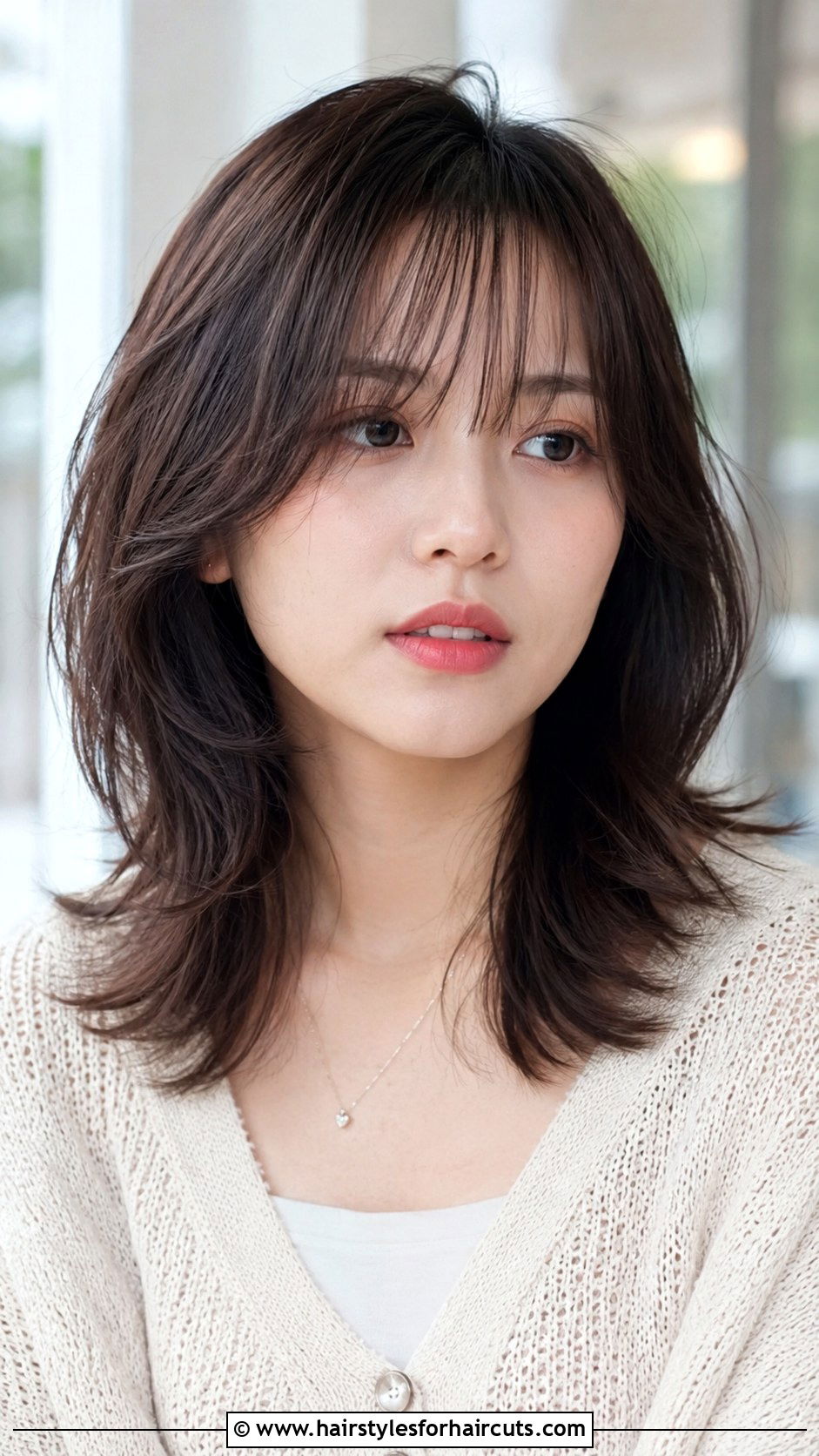 Wispy Bangs Layered Cut - 25 hairstyles for small forehead - 25 hairstyles for small forehead