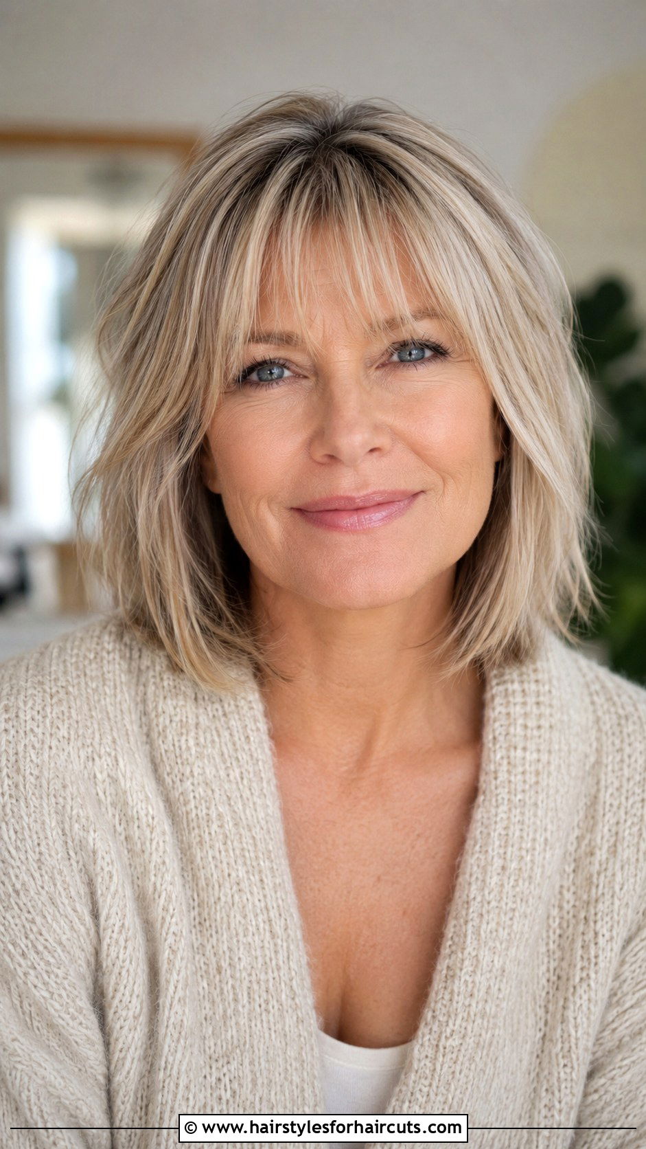 Wispy Bangs Lob - 25 haircuts for fine hair women over 50 - 25 haircuts for fine hair women over 50