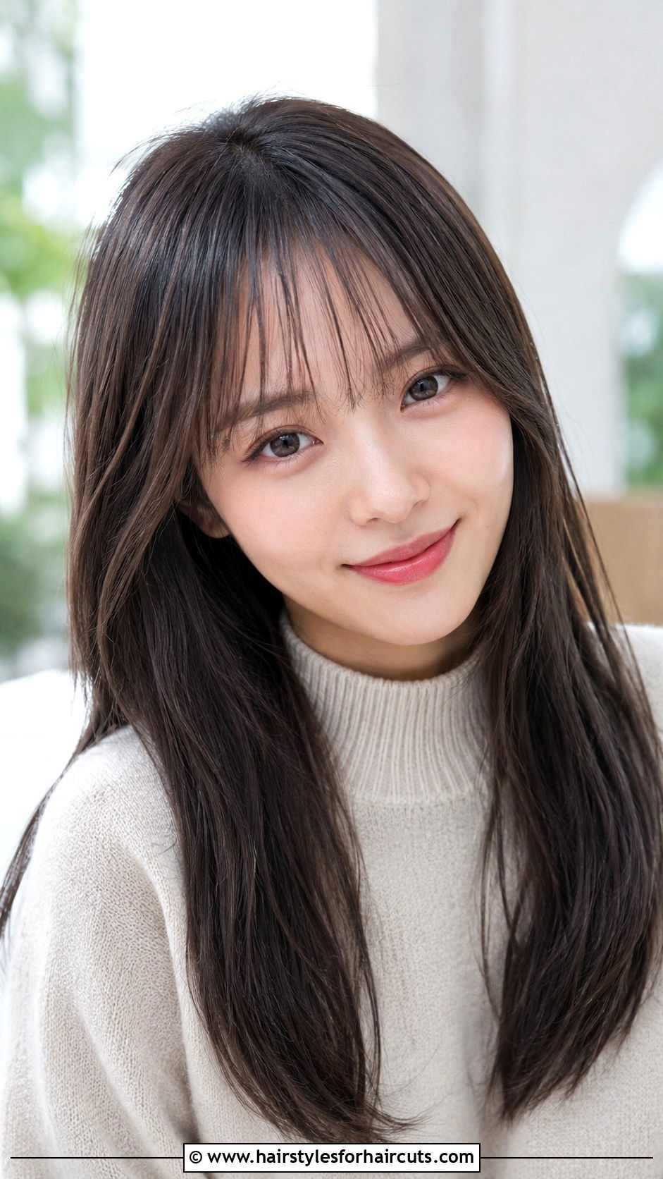 Wispy Bangs Long Haircut - 25 haircuts for triangle face - 25 haircuts for triangle face