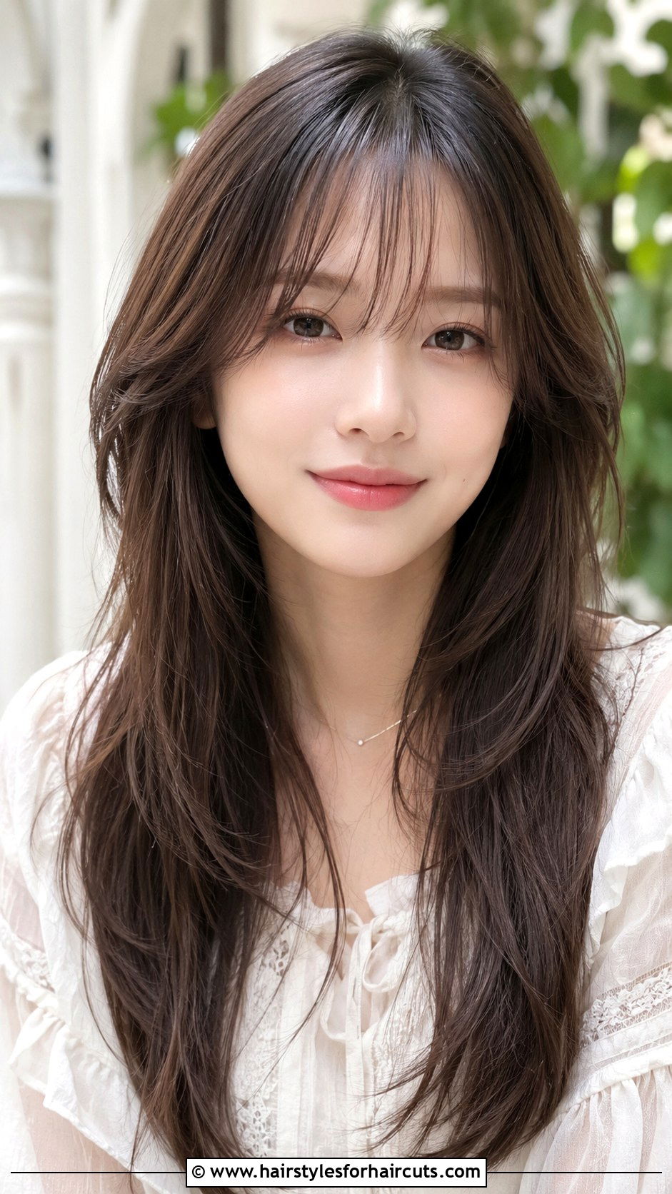 Wispy Bangs With Layered Long Hair - 25 best hairstyles for square face - 25 best hairstyles for square face
