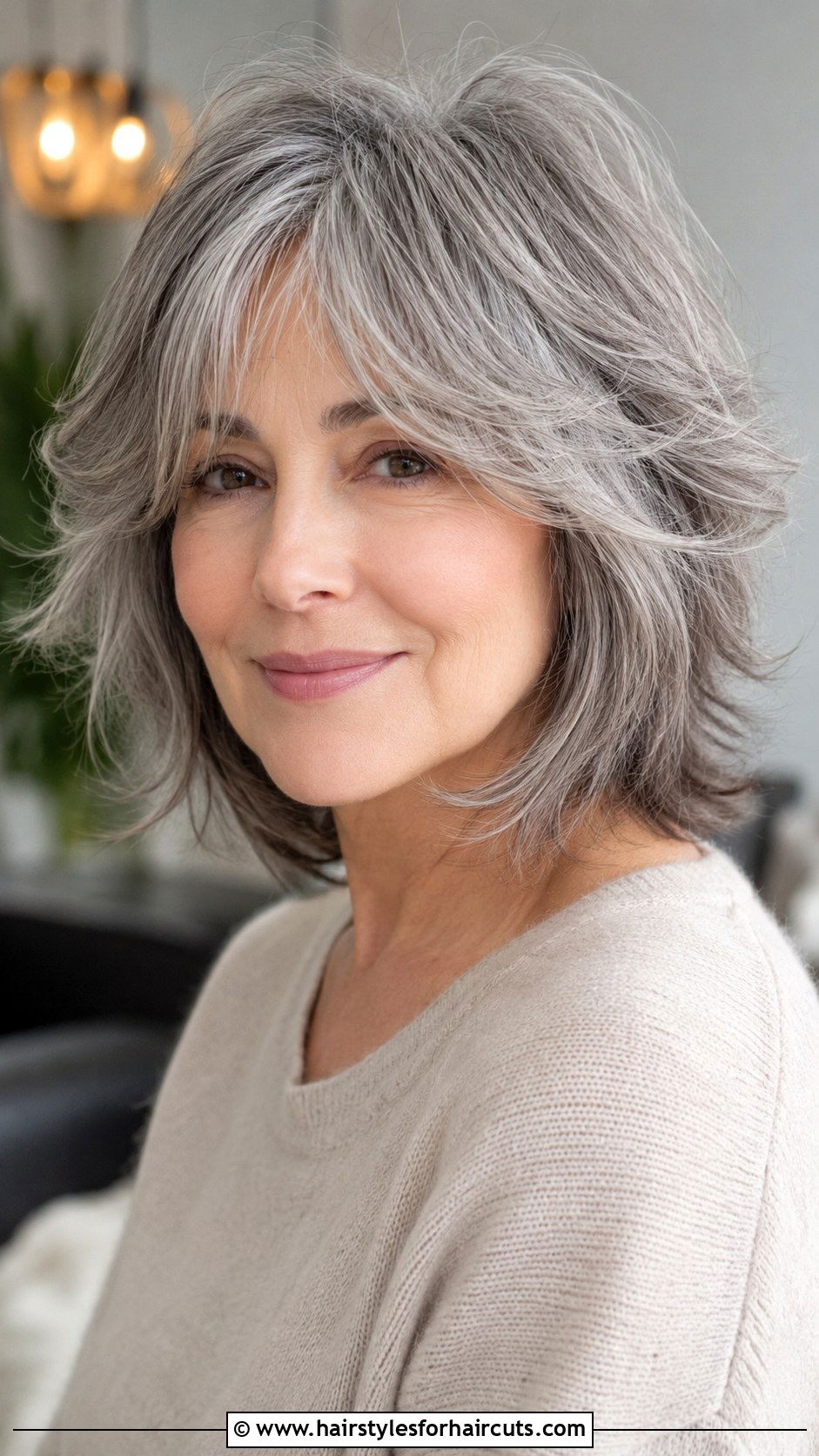 Wispy Grey Layered Cut - 25 black hairstyles for grey hair over 60 - 25 black hairstyles for grey hair over 60