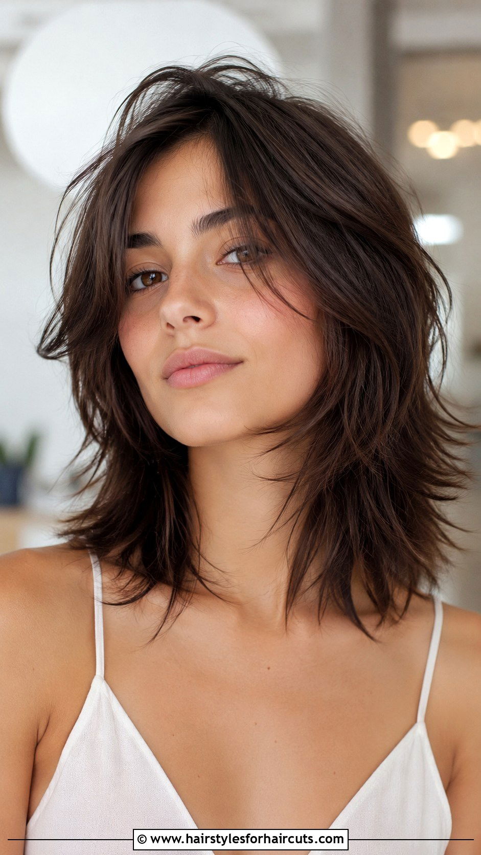 Wispy Layered Shoulder Length Cut - 25 shoulder length layered haircuts for thick hair - 25 shoulder length layered haircuts for thick hair