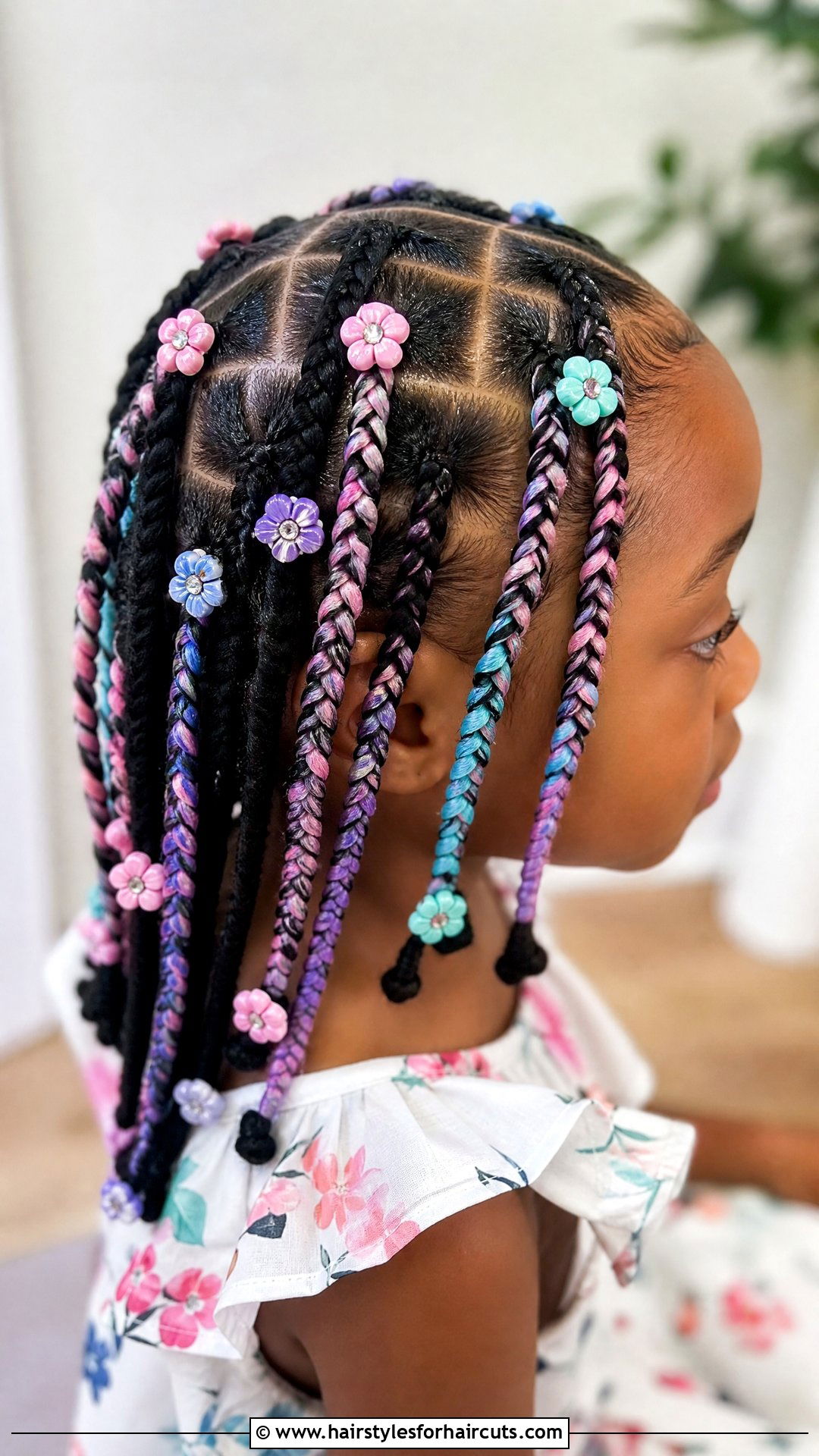 Yarn Braids With Floral Clips - 25 flower girl hairstyles for black hair - 25 flower girl hairstyles for black hair